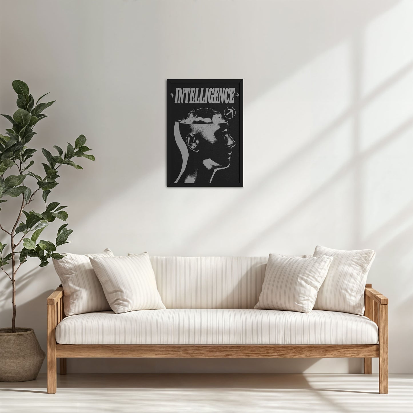 Living Room Cabinet Table Preview of Retro Vision – Brain & Head Intelligence Wall Art in Black Color Frame
