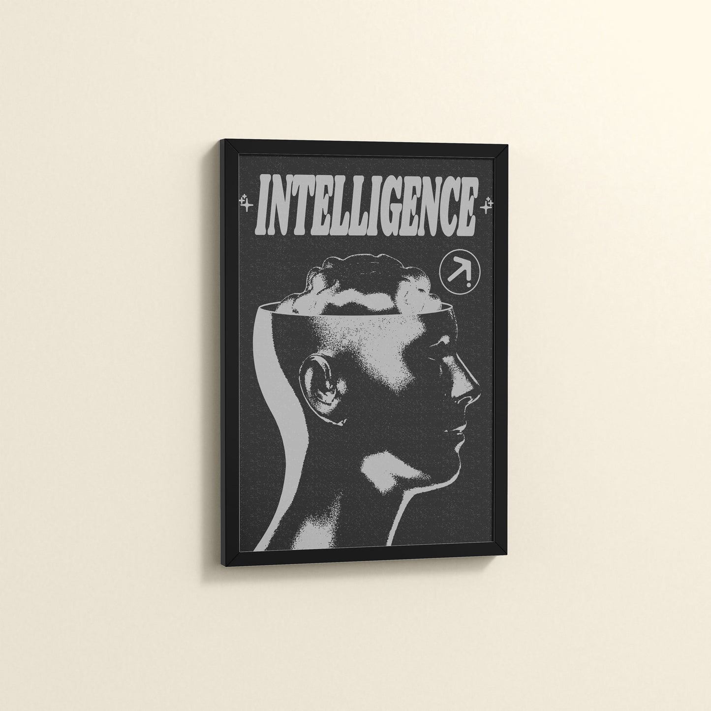 Side View of Retro Vision – Brain & Head Intelligence Wall Art in Black Color Frame