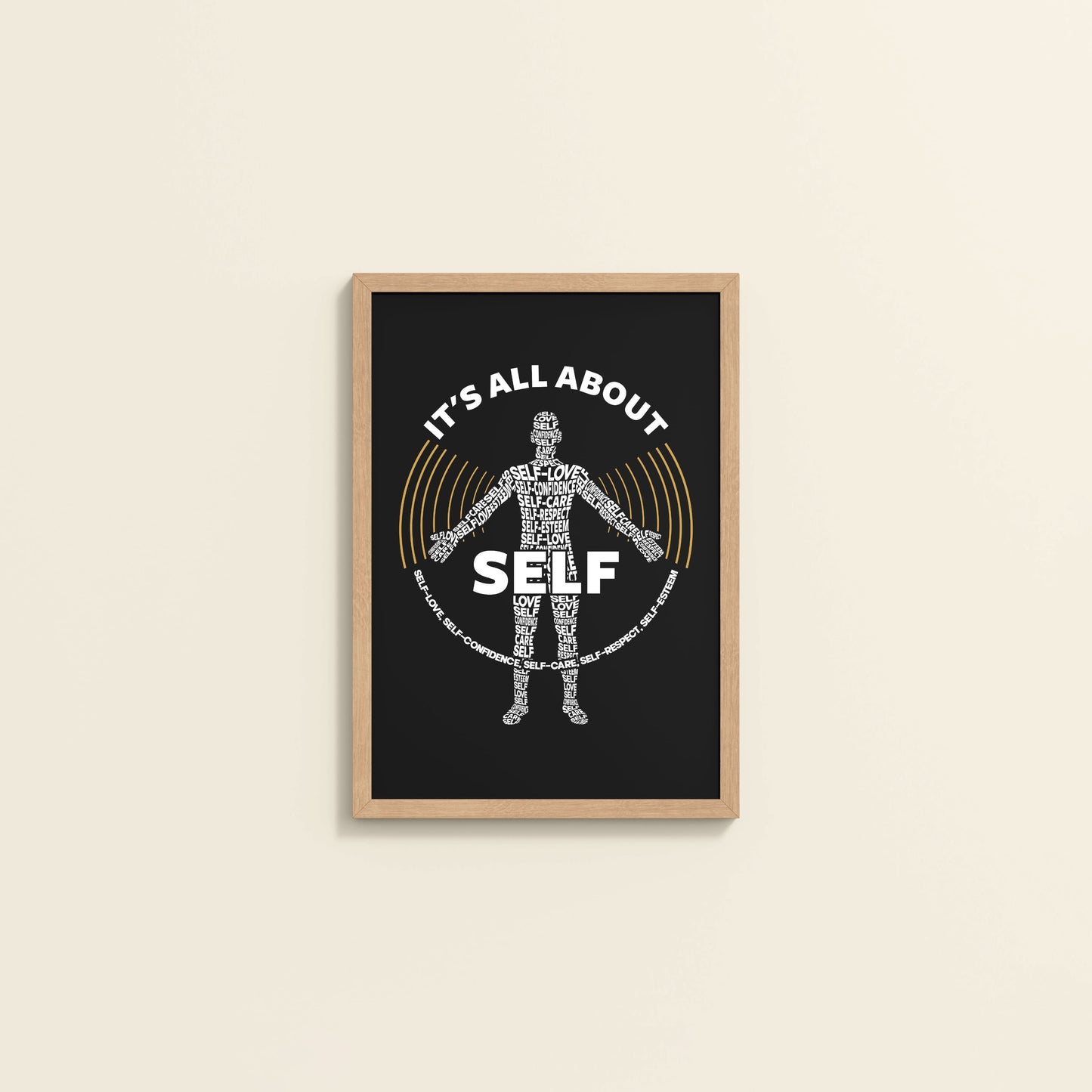 Wall View of Inner Focus – It's All About Self Motivational Quote Wall Frame in Natrual Color Frame