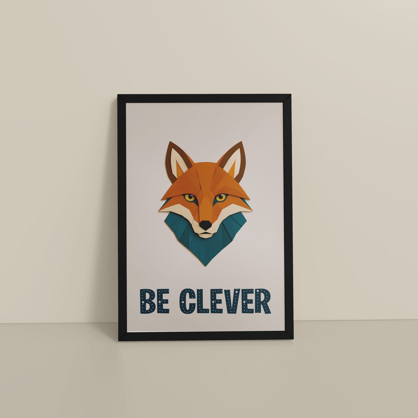 Floor View of Be Clever Like a Fox – Motivational Wall Decor in Black Color Frame
