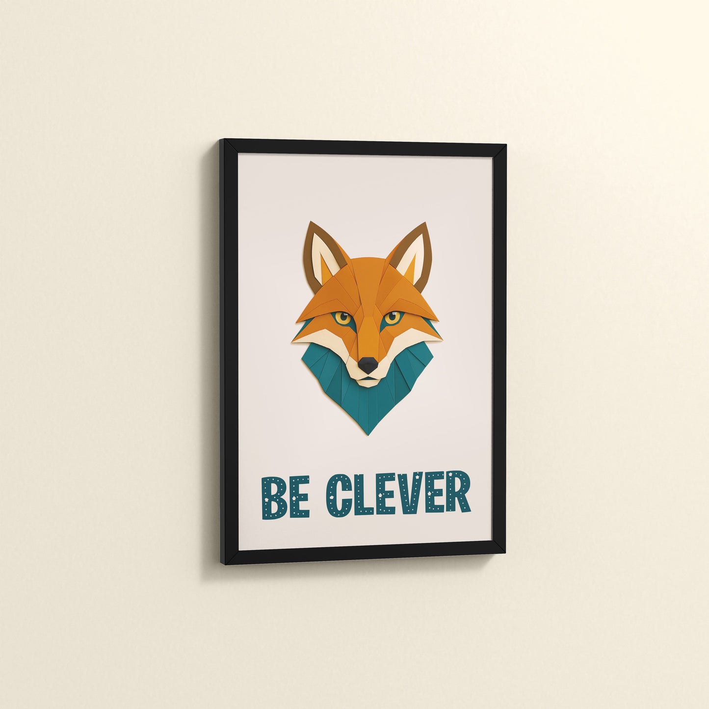 Side View of Be Clever Like a Fox – Motivational Wall Decor in Black Color Frame