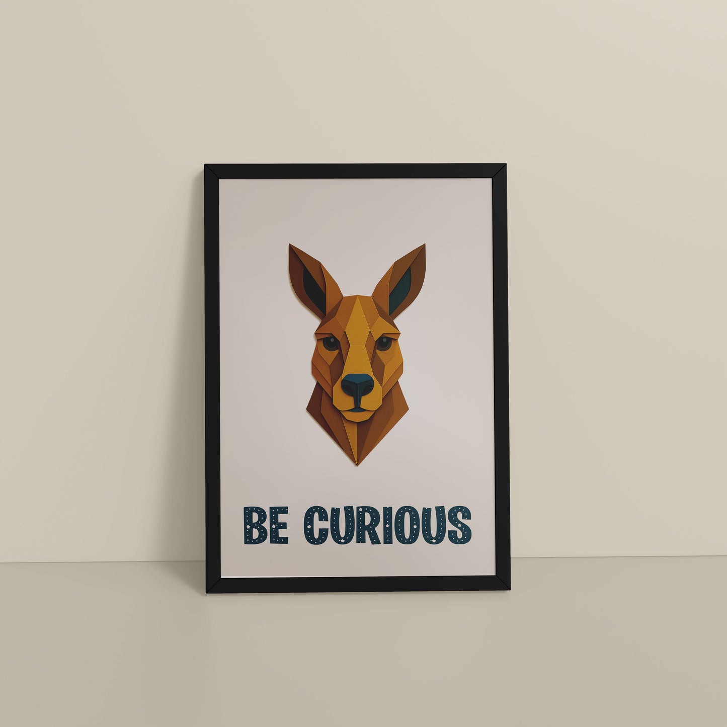 Floor View of Be Curious Like a Kangaroo Photo Frame in Black Color Frame