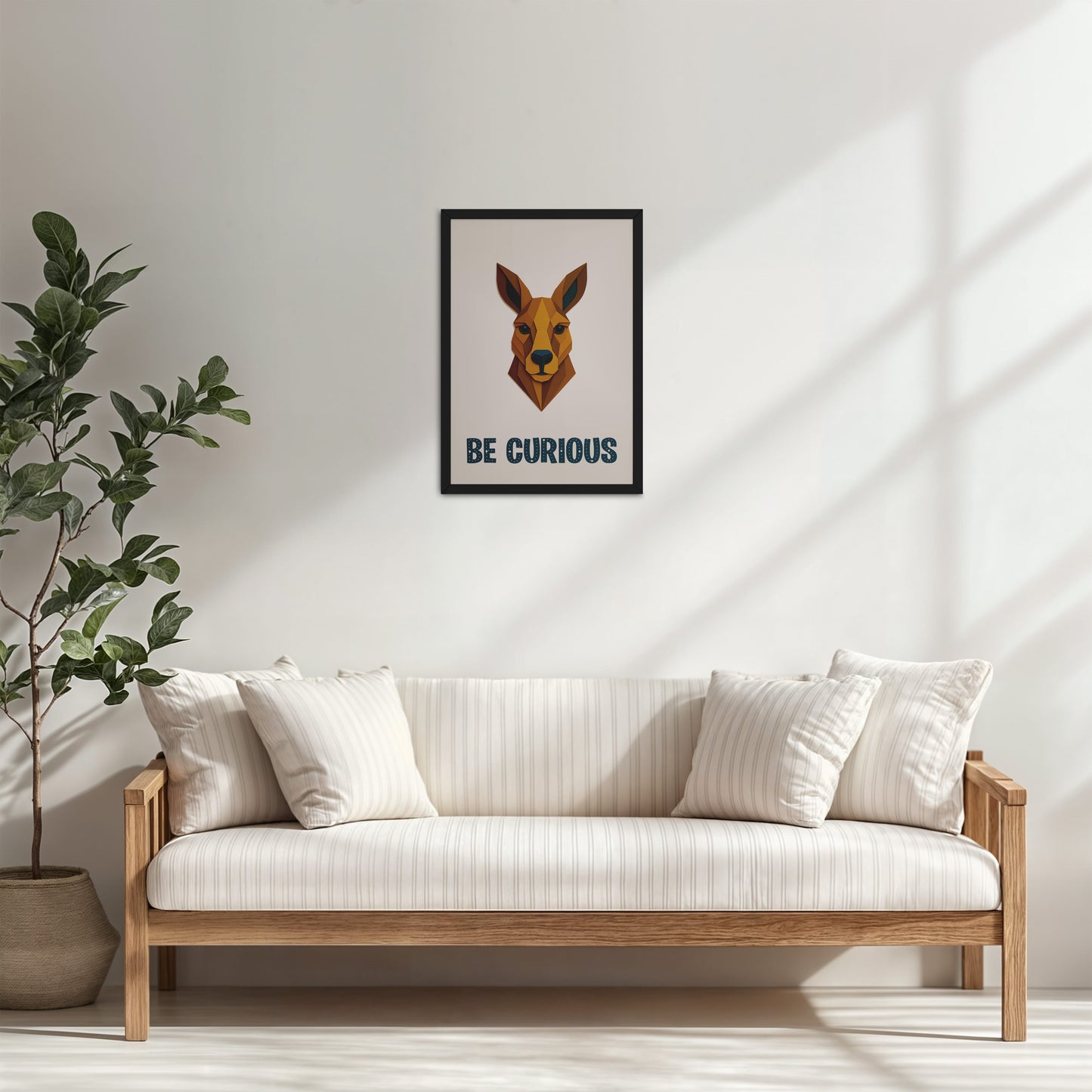Living Room Cabinet Table Preview of Be Curious Like a Kangaroo Photo Frame in Black Color Frame
