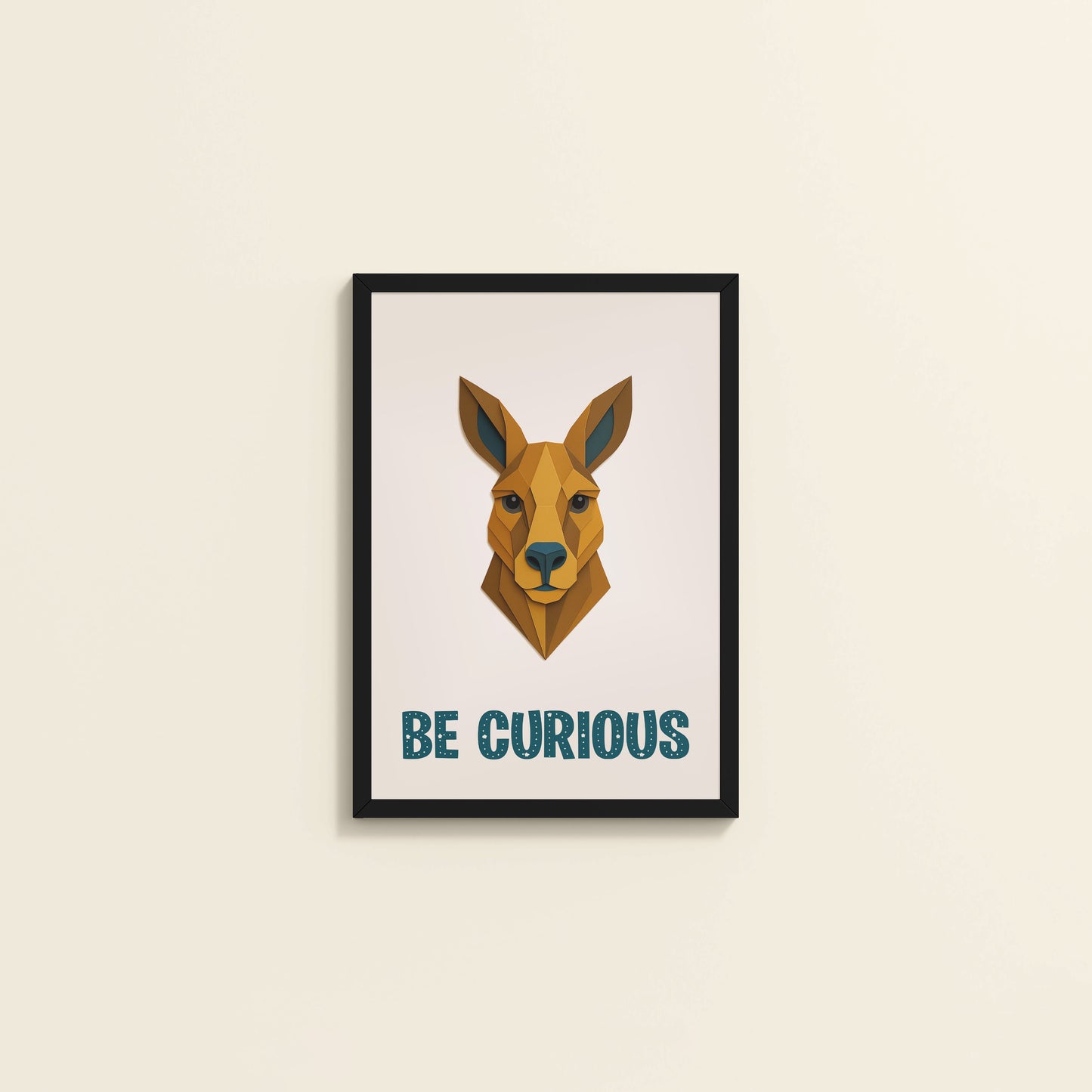 Wall View of Be Curious Like a Kangaroo Photo Frame in Black Color Frame