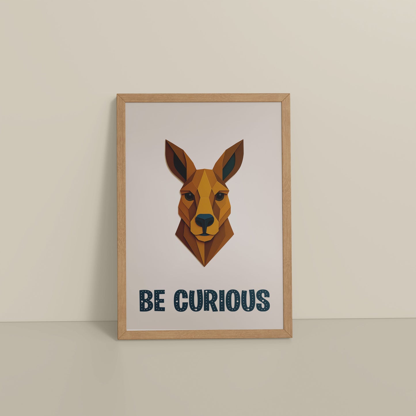 Floor View of Be Curious Like a Kangaroo Photo Frame in Natrual Color Frame