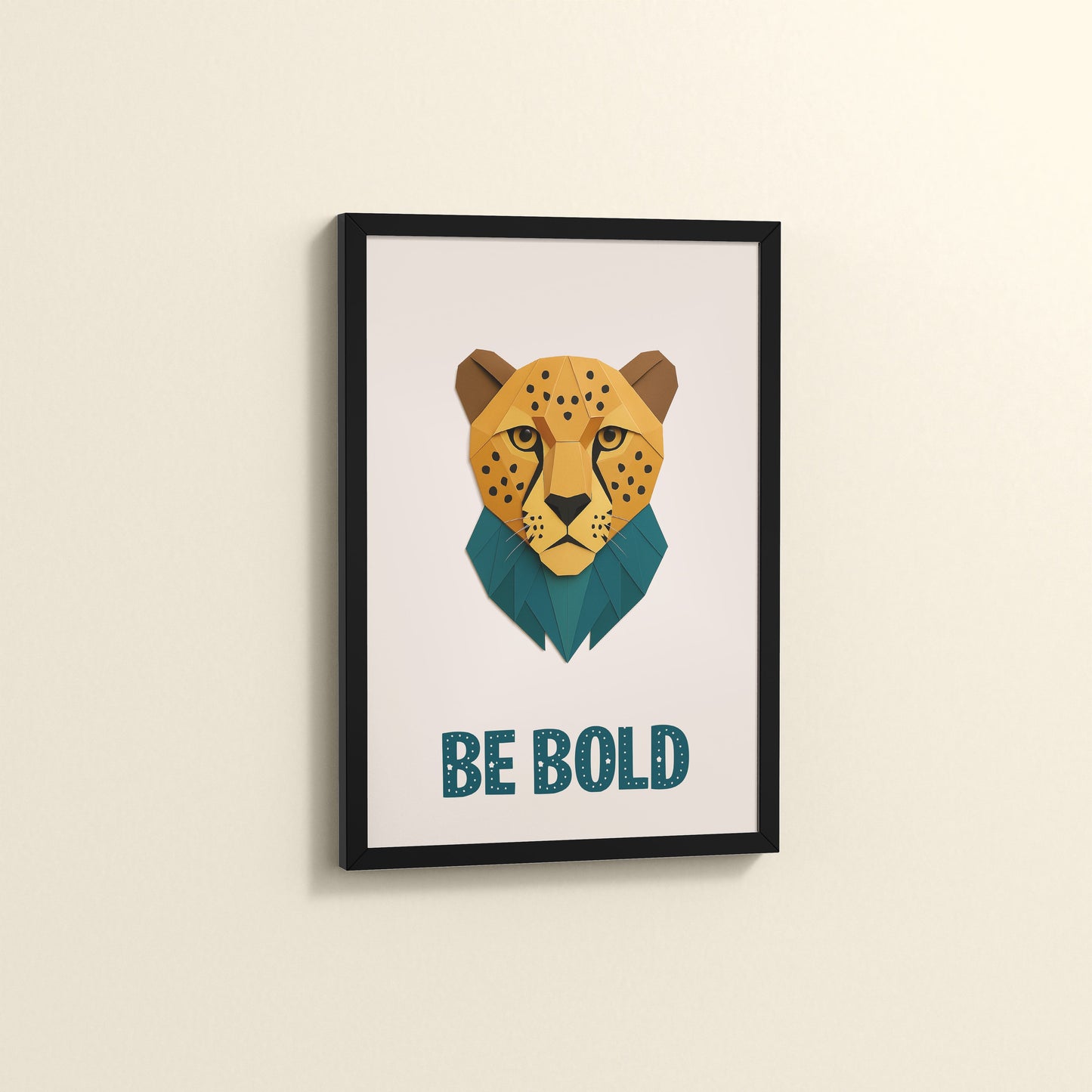 Side View of Be Bold Like a Cheetah – Motivational Photo Frame in Black Color Frame