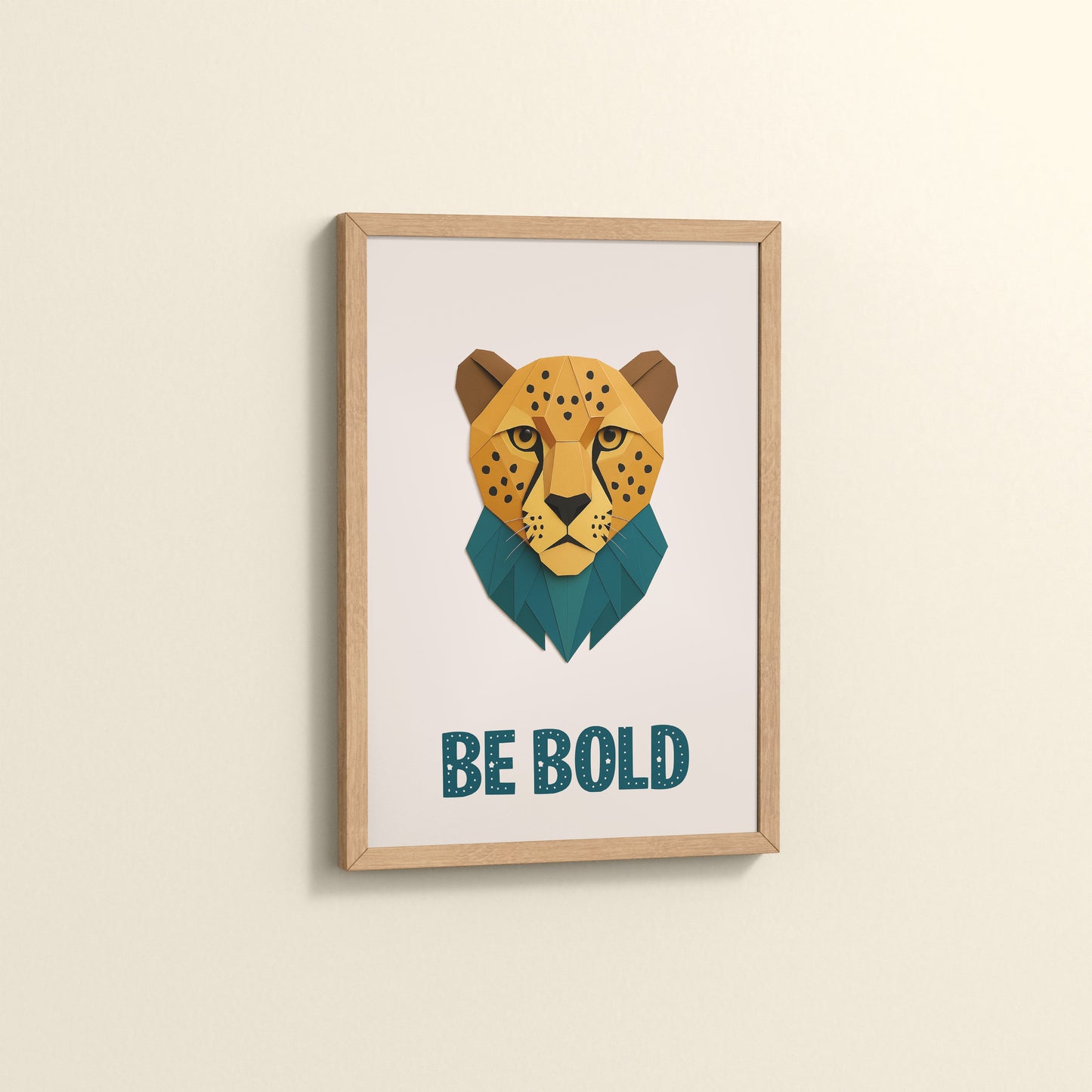Side View of Be Bold Like a Cheetah – Motivational Photo Frame in Natrual Color Frame