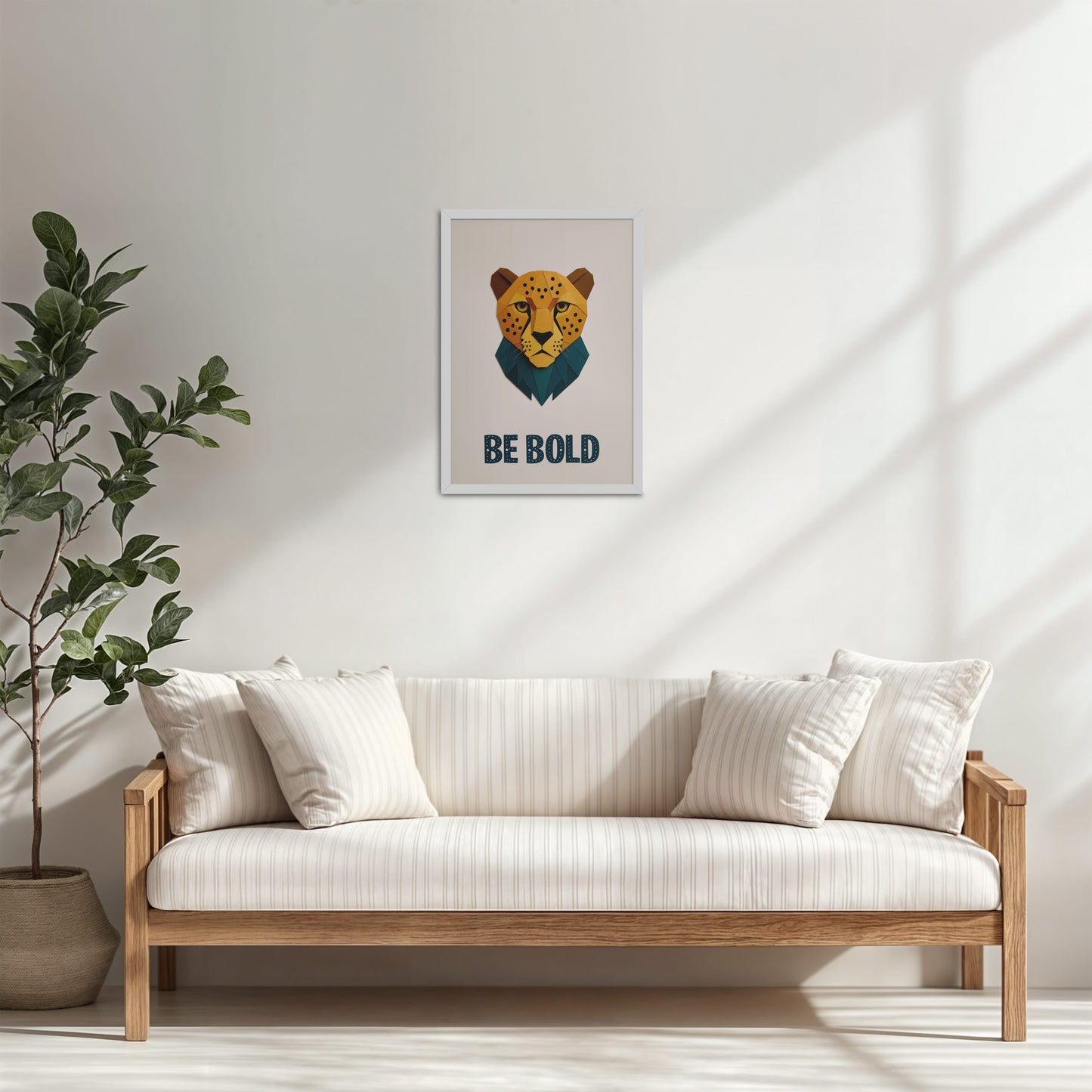Living Room Cabinet Table Preview of Be Bold Like a Cheetah – Motivational Photo Frame in White Color Frame