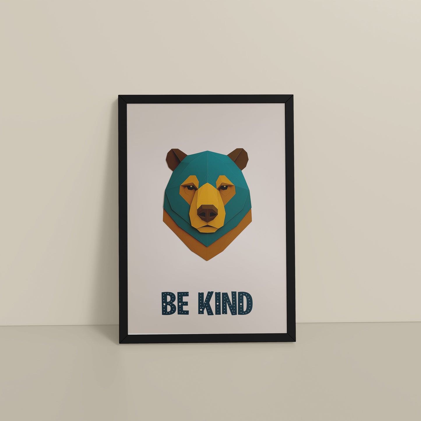 Floor View of Be Kind Like a Bear Motivational Wall Frame in Black Color Frame