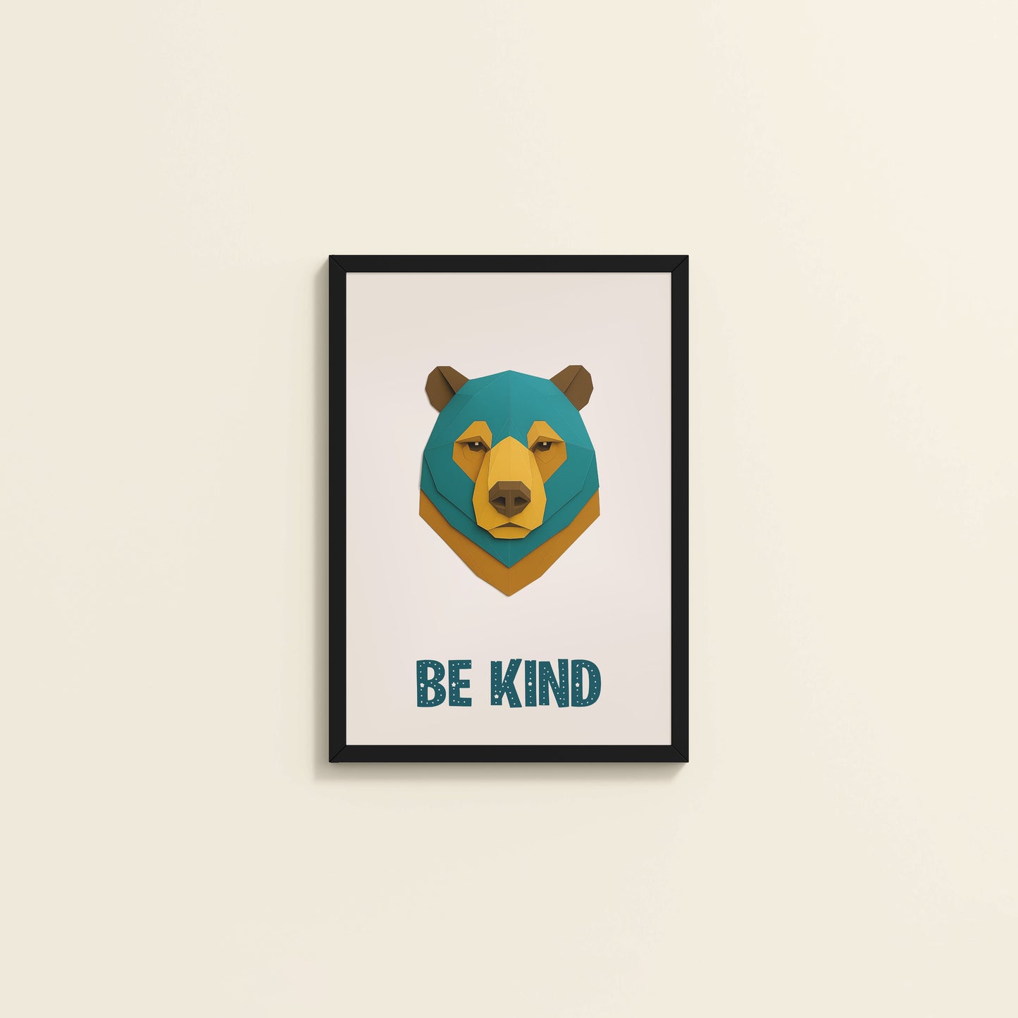 Wall View of Be Kind Like a Bear Motivational Wall Frame in Black Color Frame