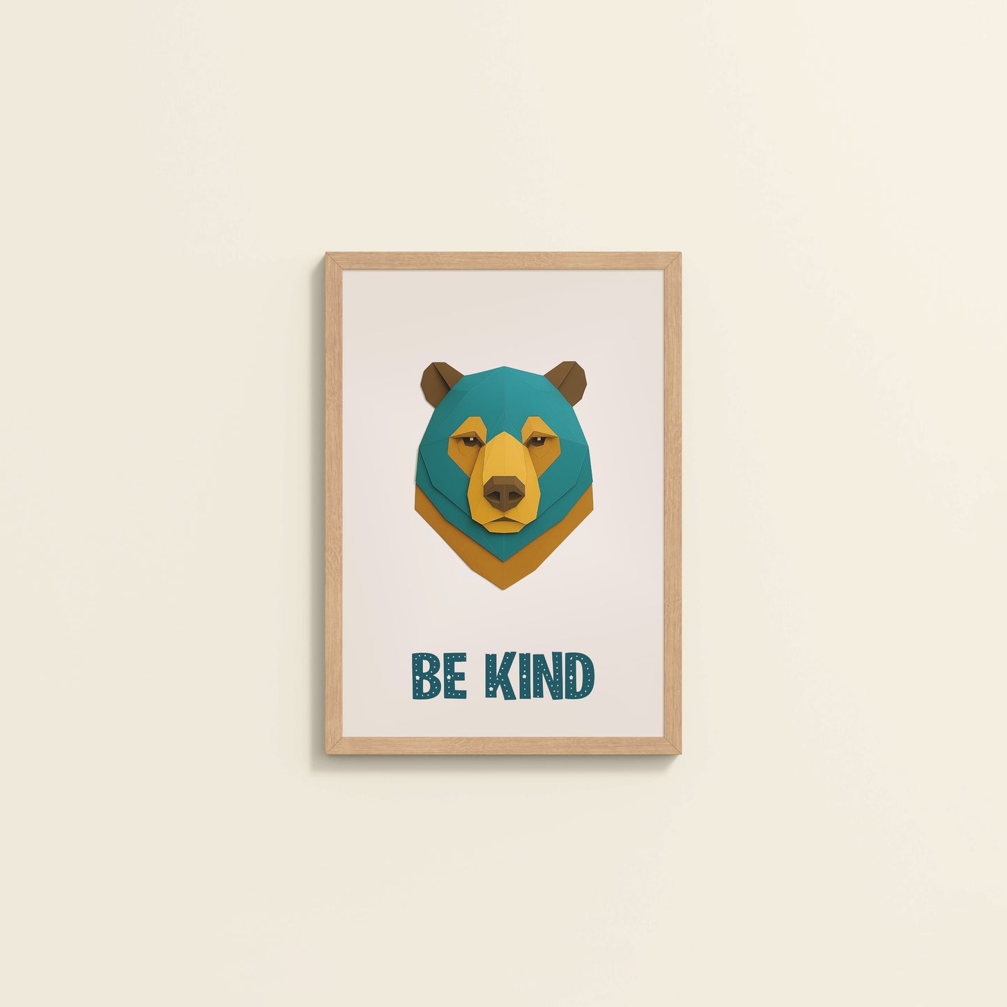 Wall View of Be Kind Like a Bear Motivational Wall Frame in Natrual Color Frame