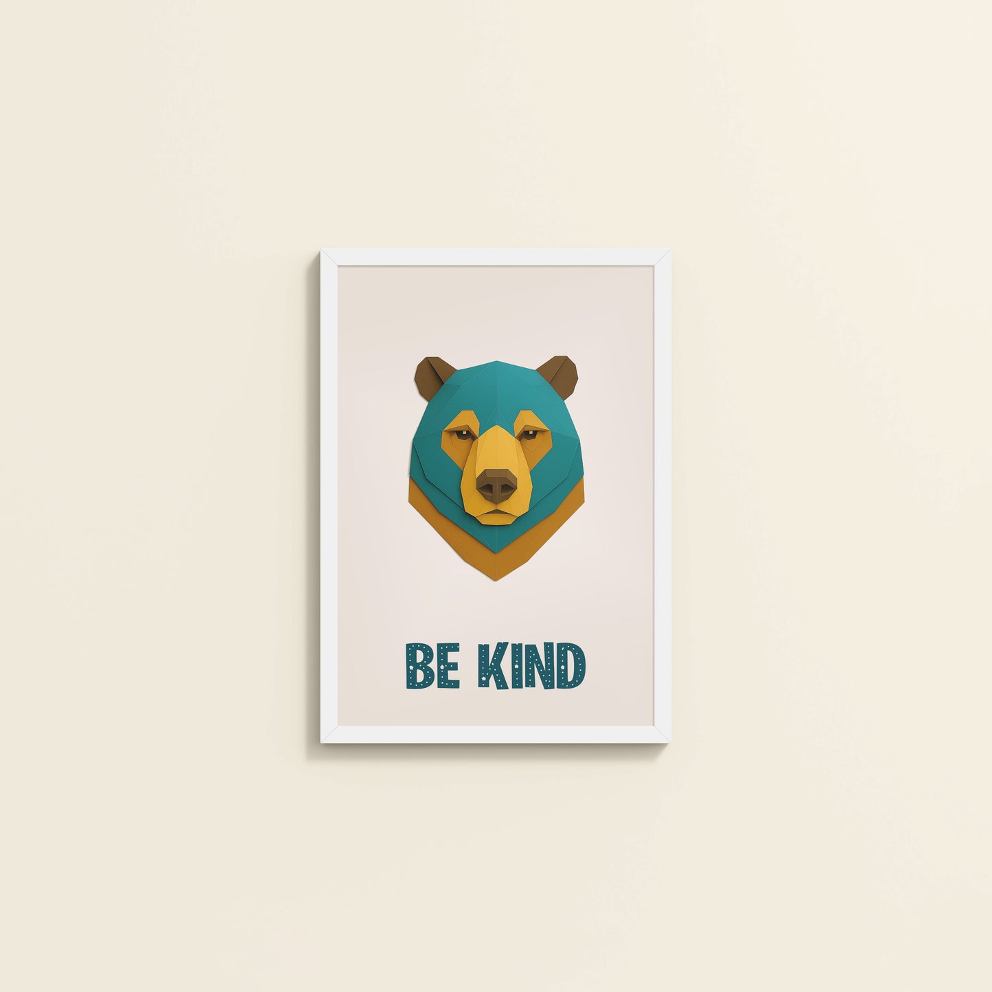 Wall View of Be Kind Like a Bear Motivational Wall Frame in White Color Frame