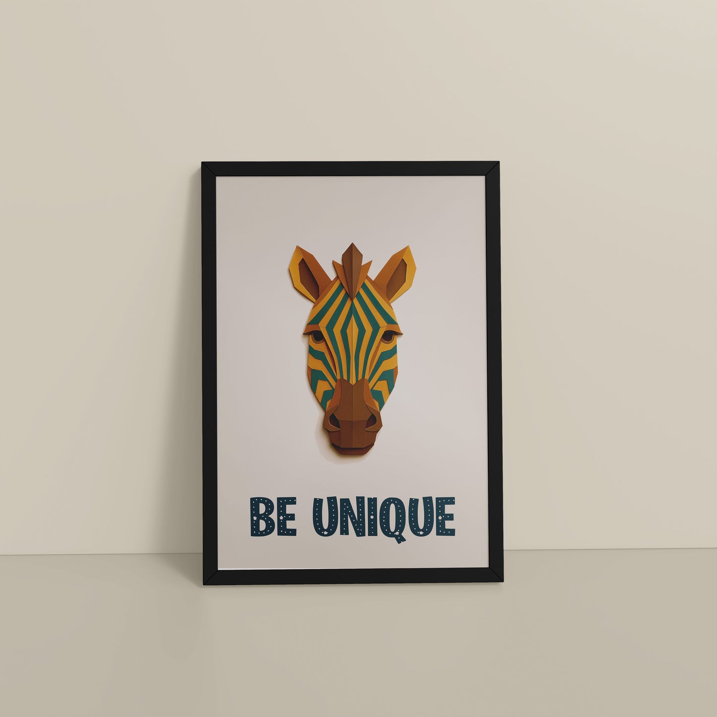 Floor View of Be Unique – Zebra Wall Painting in Black Color Frame