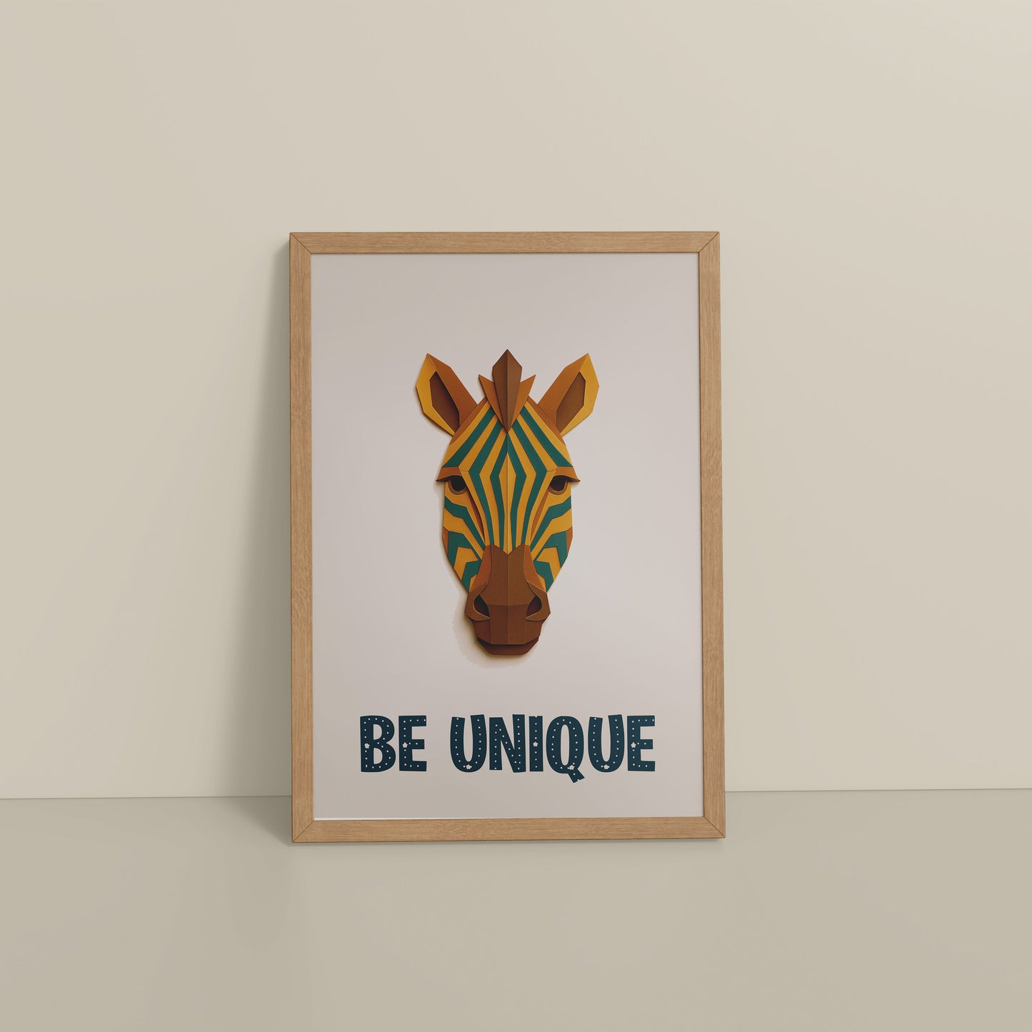Floor View of Be Unique – Zebra Wall Painting in Natrual Color Frame