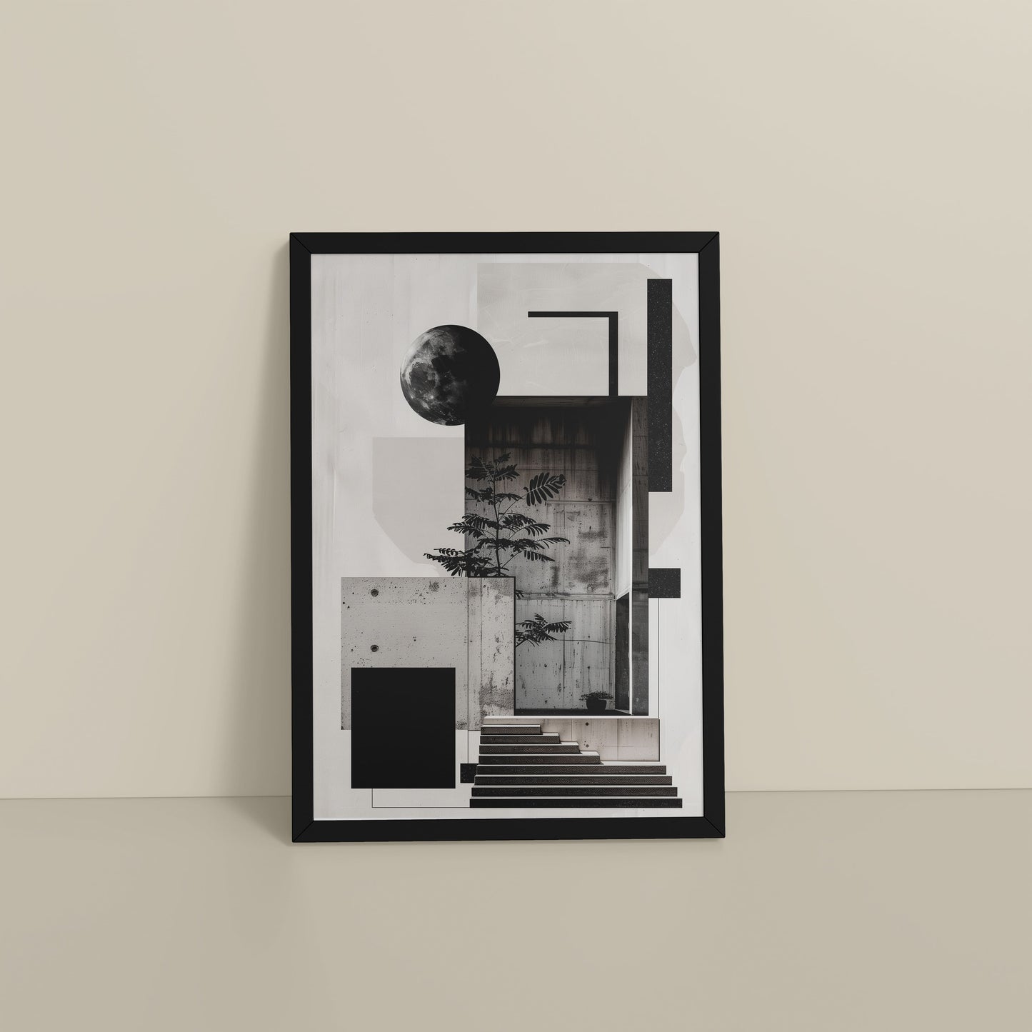 Floor View of Structured Beauty – Aesthetic Architecture Wall Art Frame in Black Color Frame