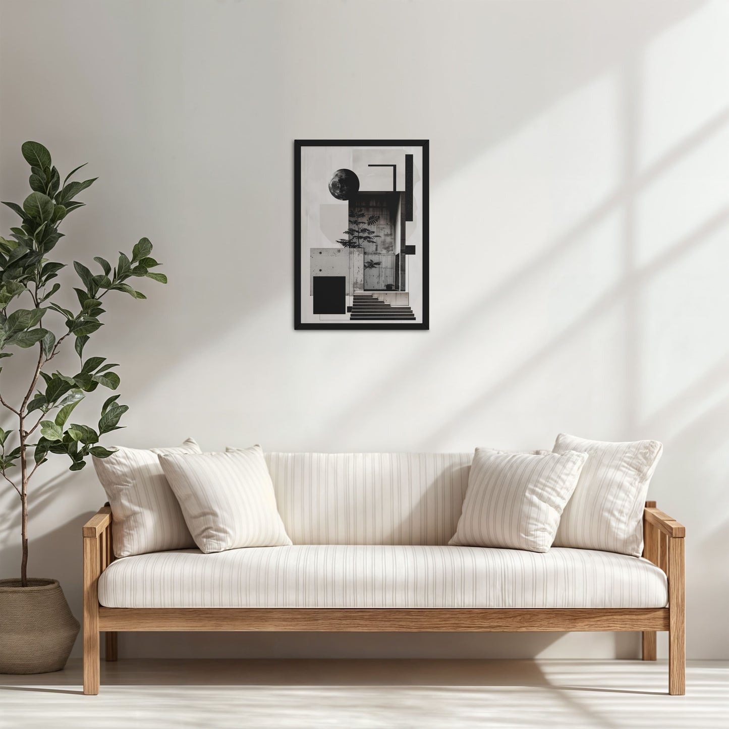 Living Room Cabinet Table Preview of Structured Beauty – Aesthetic Architecture Wall Art Frame in Black Color Frame