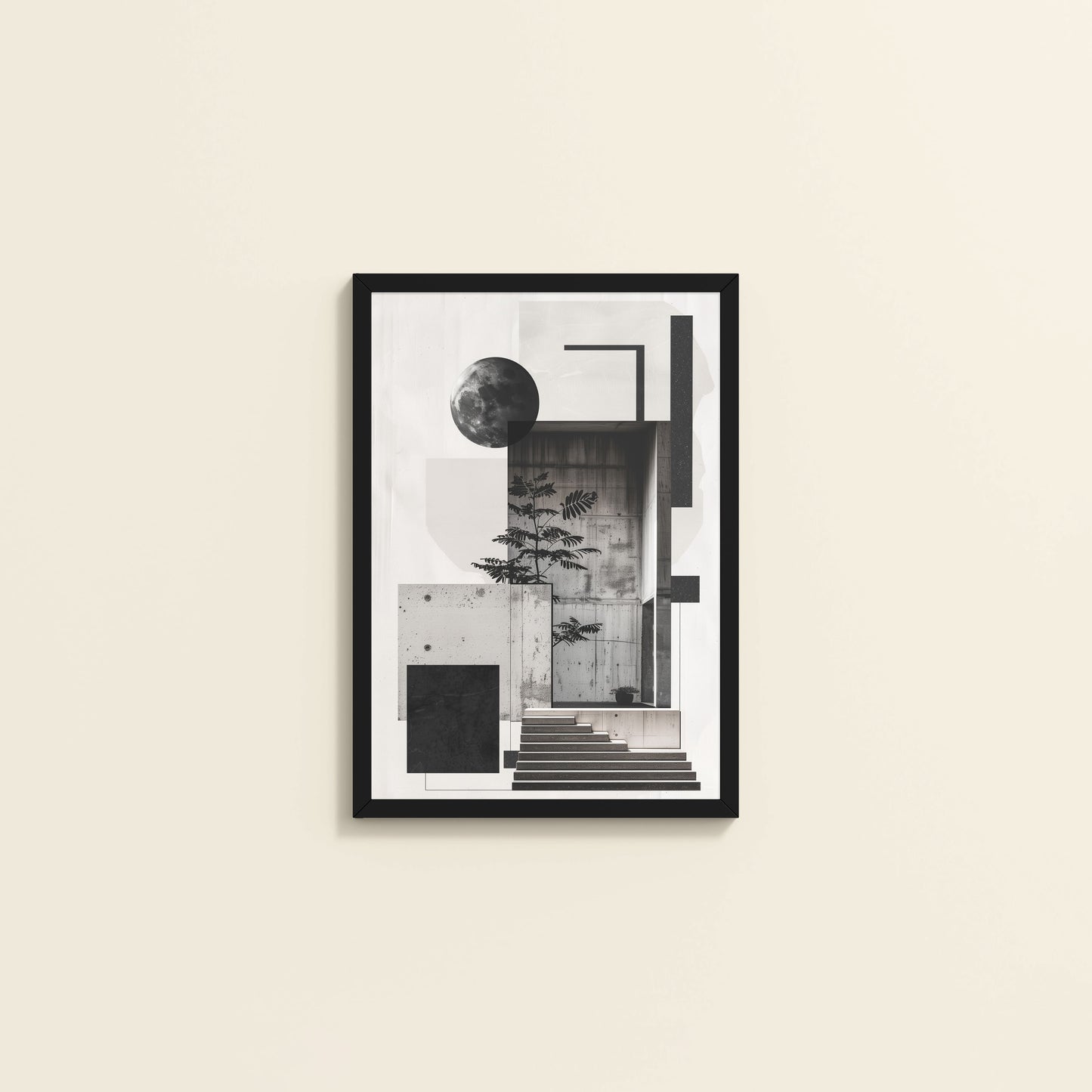 Wall View of Structured Beauty – Aesthetic Architecture Wall Art Frame in Black Color Frame