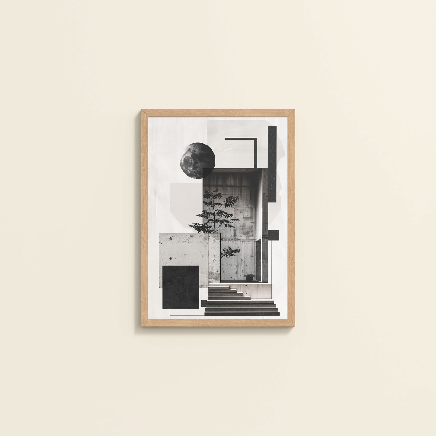 Wall View of Structured Beauty – Aesthetic Architecture Wall Art Frame in Natrual Color Frame