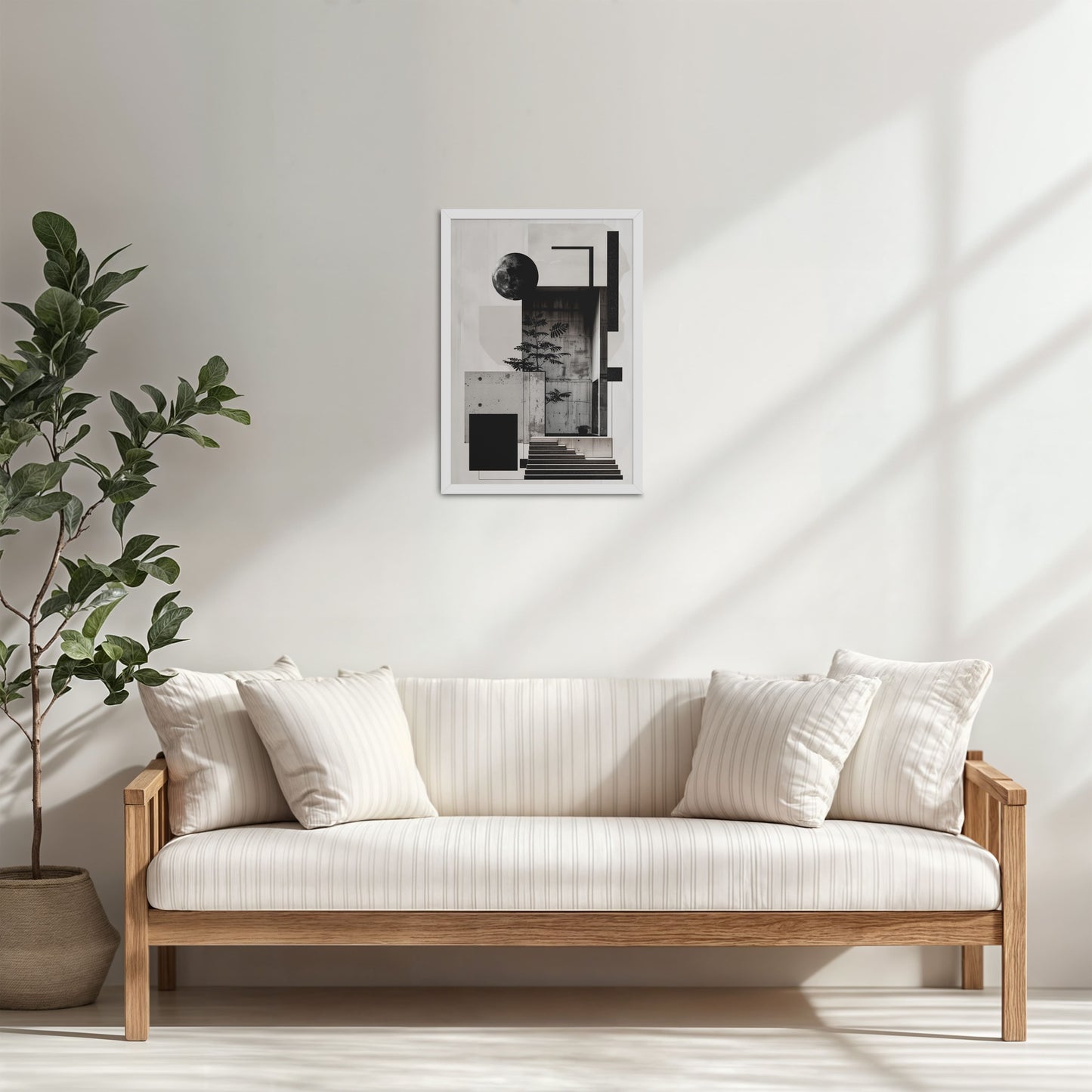 Living Room Cabinet Table Preview of Structured Beauty – Aesthetic Architecture Wall Art Frame in White Color Frame