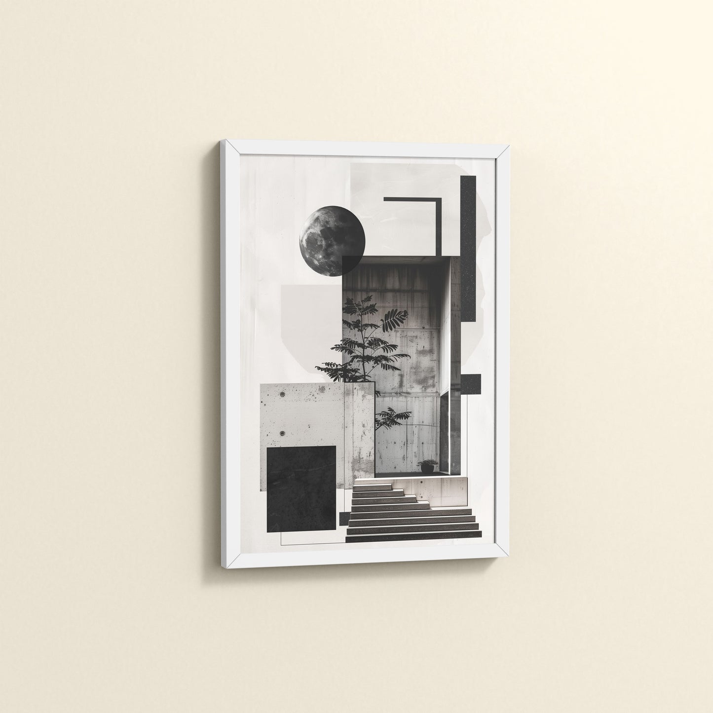 Side View of Structured Beauty – Aesthetic Architecture Wall Art Frame in White Color Frame