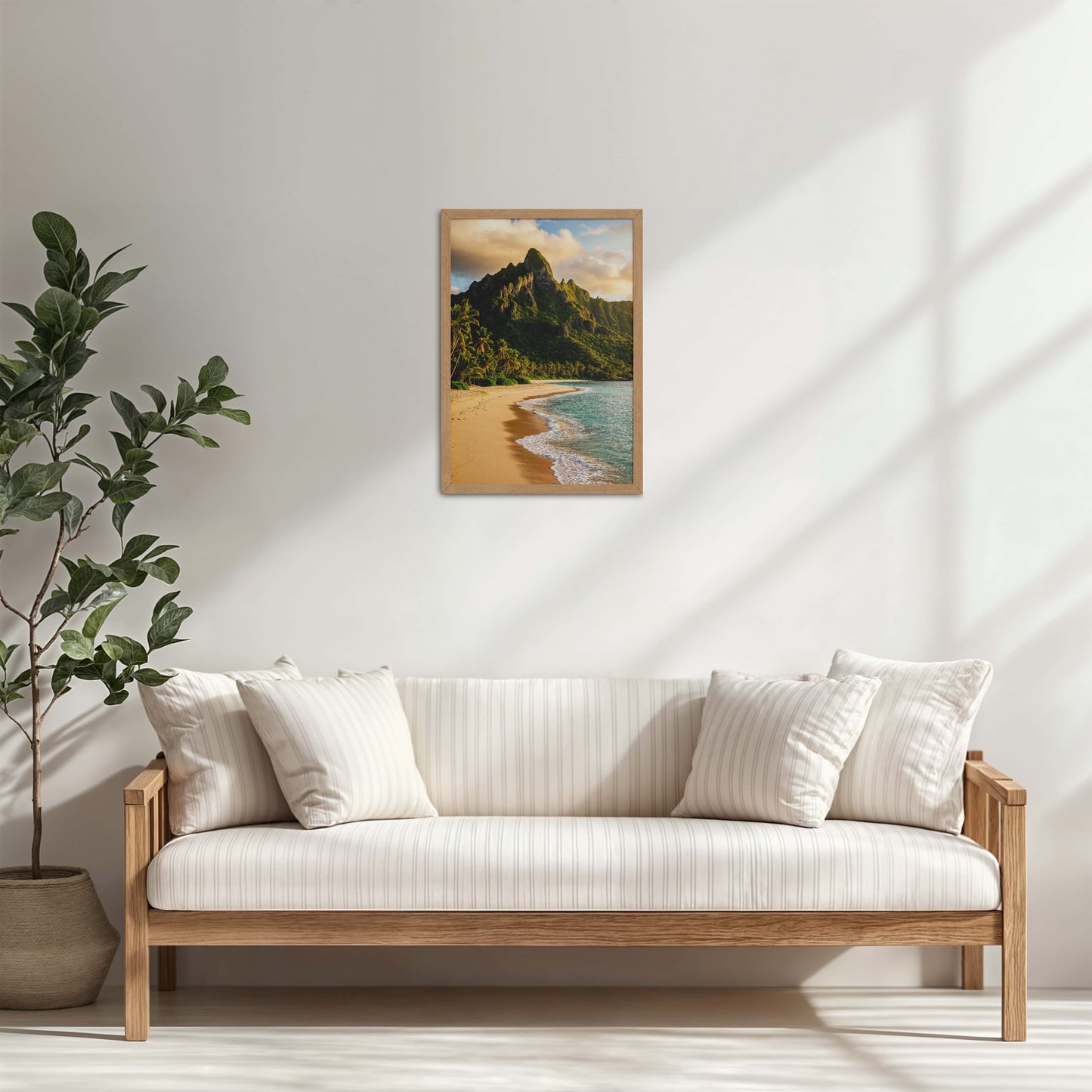 Living Room Cabinet Table Preview of Nature’s Shore – Colombia Beach in Wall Photo Frame in Natrual Color Frame