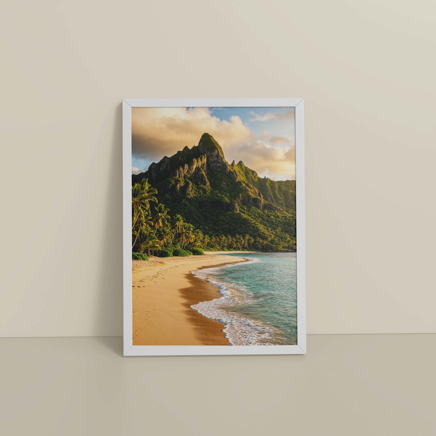 Floor View of Nature’s Shore – Colombia Beach in Wall Photo Frame in White Color Frame