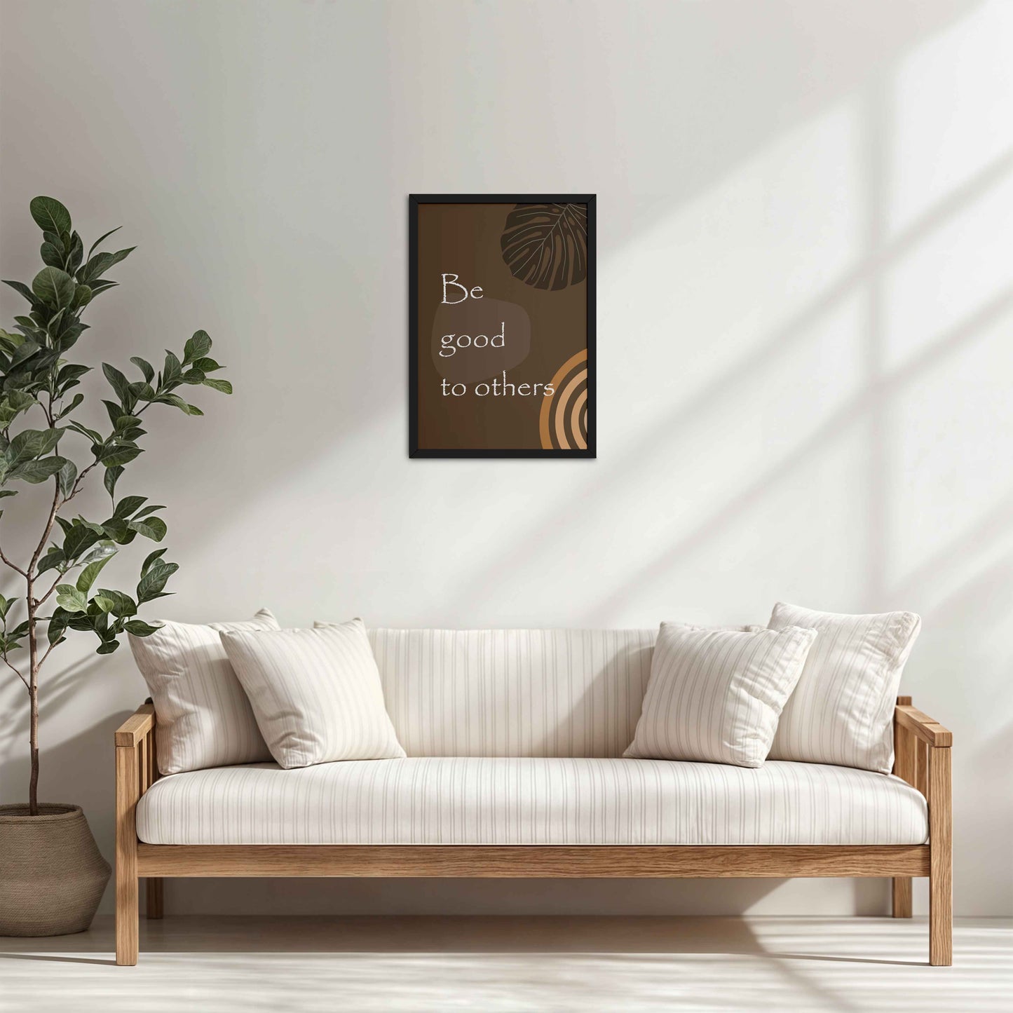 Living Room Cabinet Table Preview of Be Good to Others – Boho Kindness Wall Art in Black Color Frame