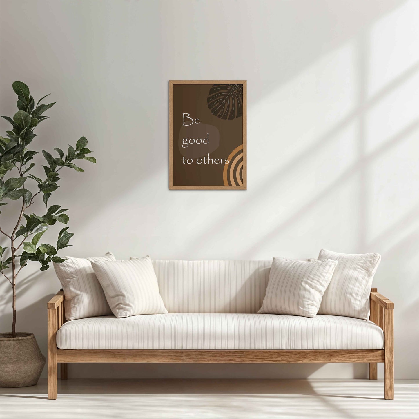 Living Room Cabinet Table Preview of Be Good to Others – Boho Kindness Wall Art in Natrual Color Frame