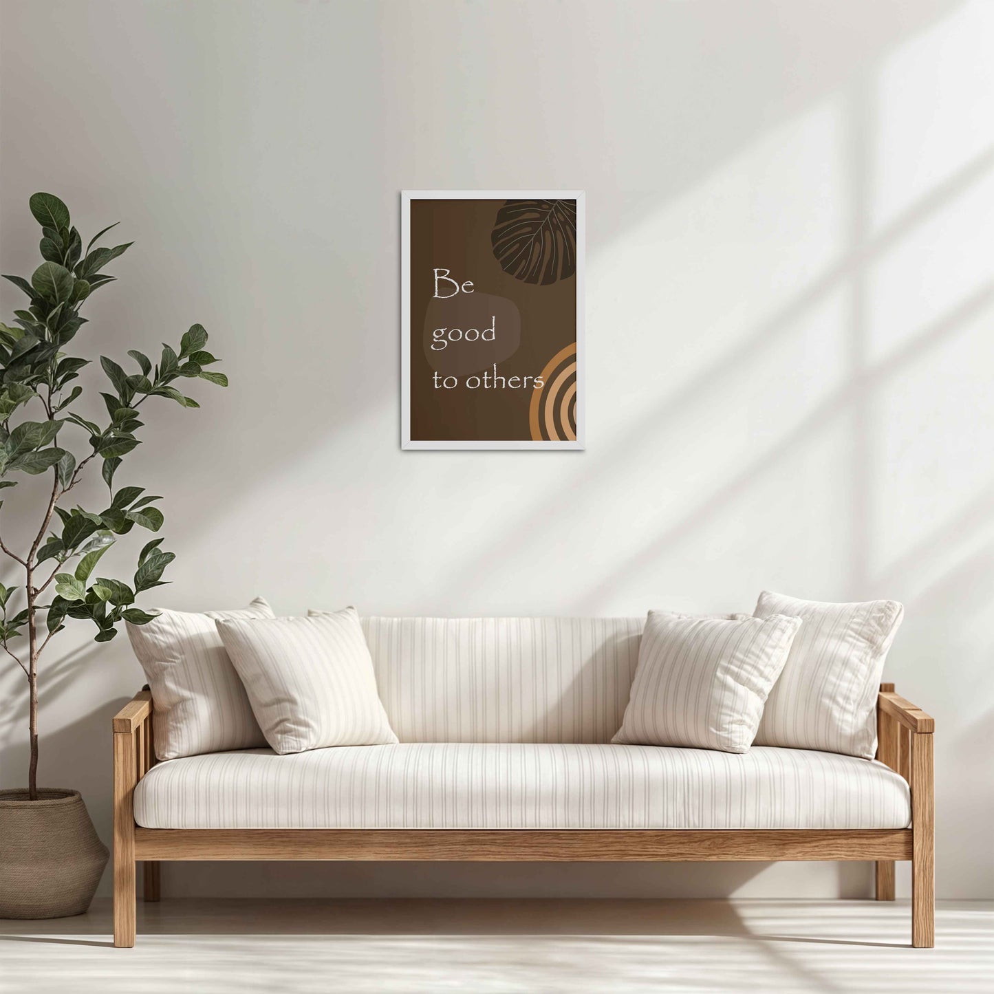 Living Room Cabinet Table Preview of Be Good to Others – Boho Kindness Wall Art in White Color Frame