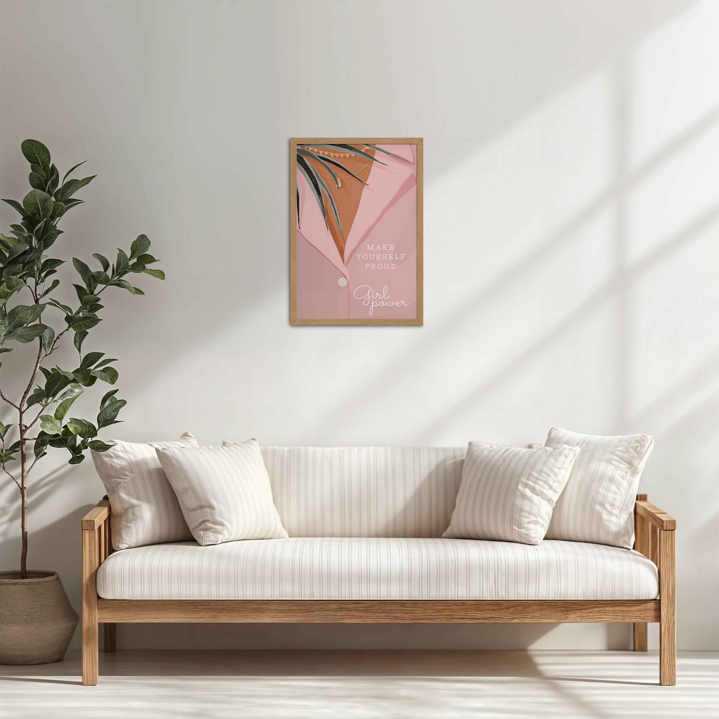 Living Room Cabinet Table Preview of Make Yourself Proud – Girl Power Boho Art Frame in Natrual Color Frame