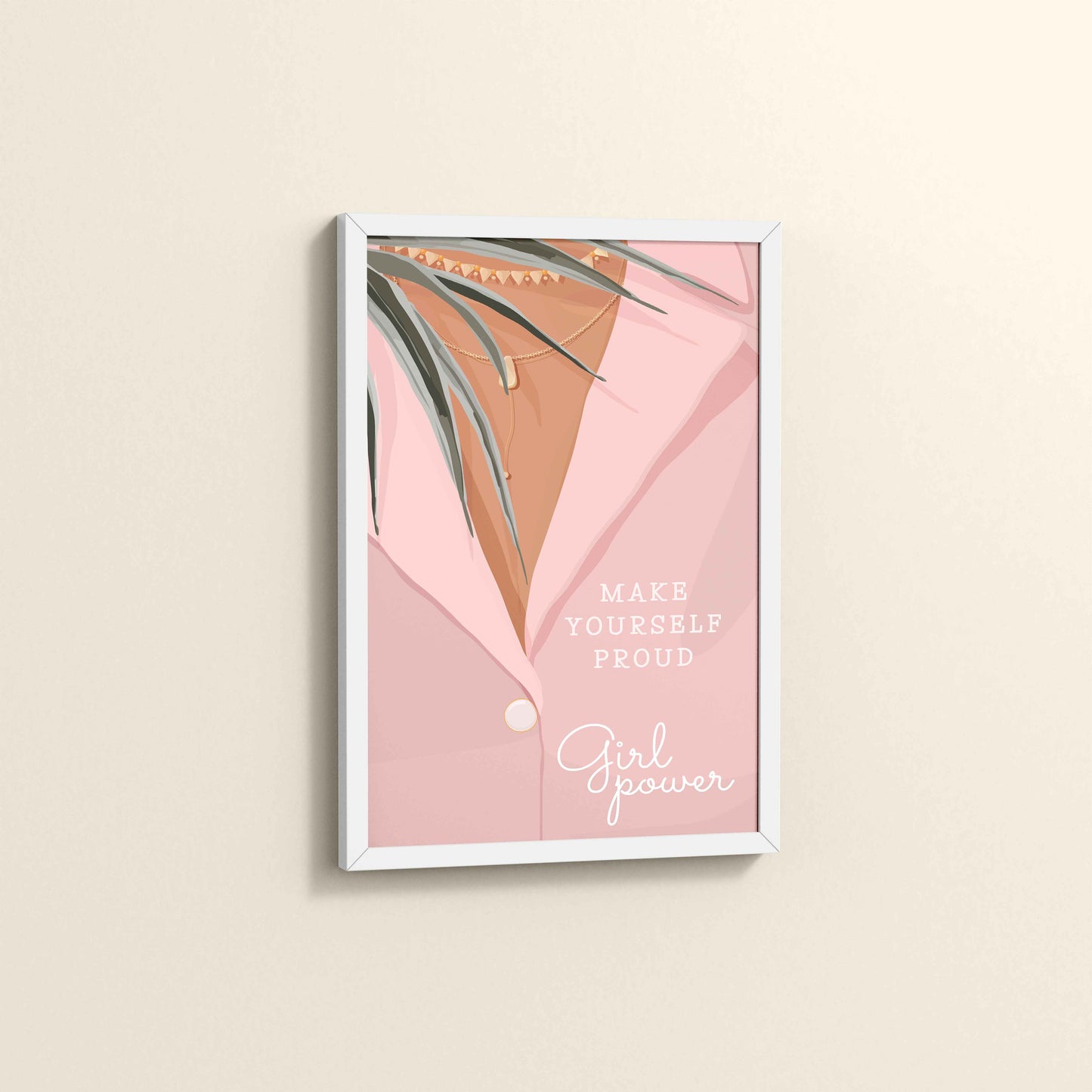 Side View of Make Yourself Proud – Girl Power Boho Art Frame in White Color Frame