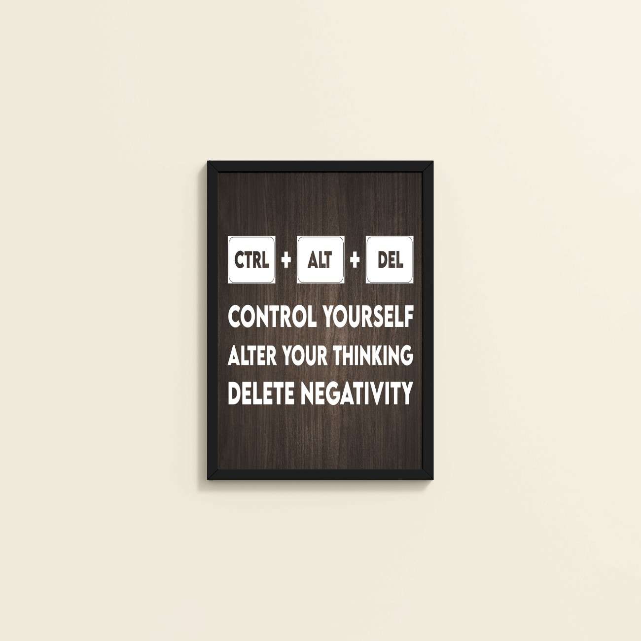 Wall View of Code Your Mind – Control, Alter, Delete Wall Frame in Black Color Frame