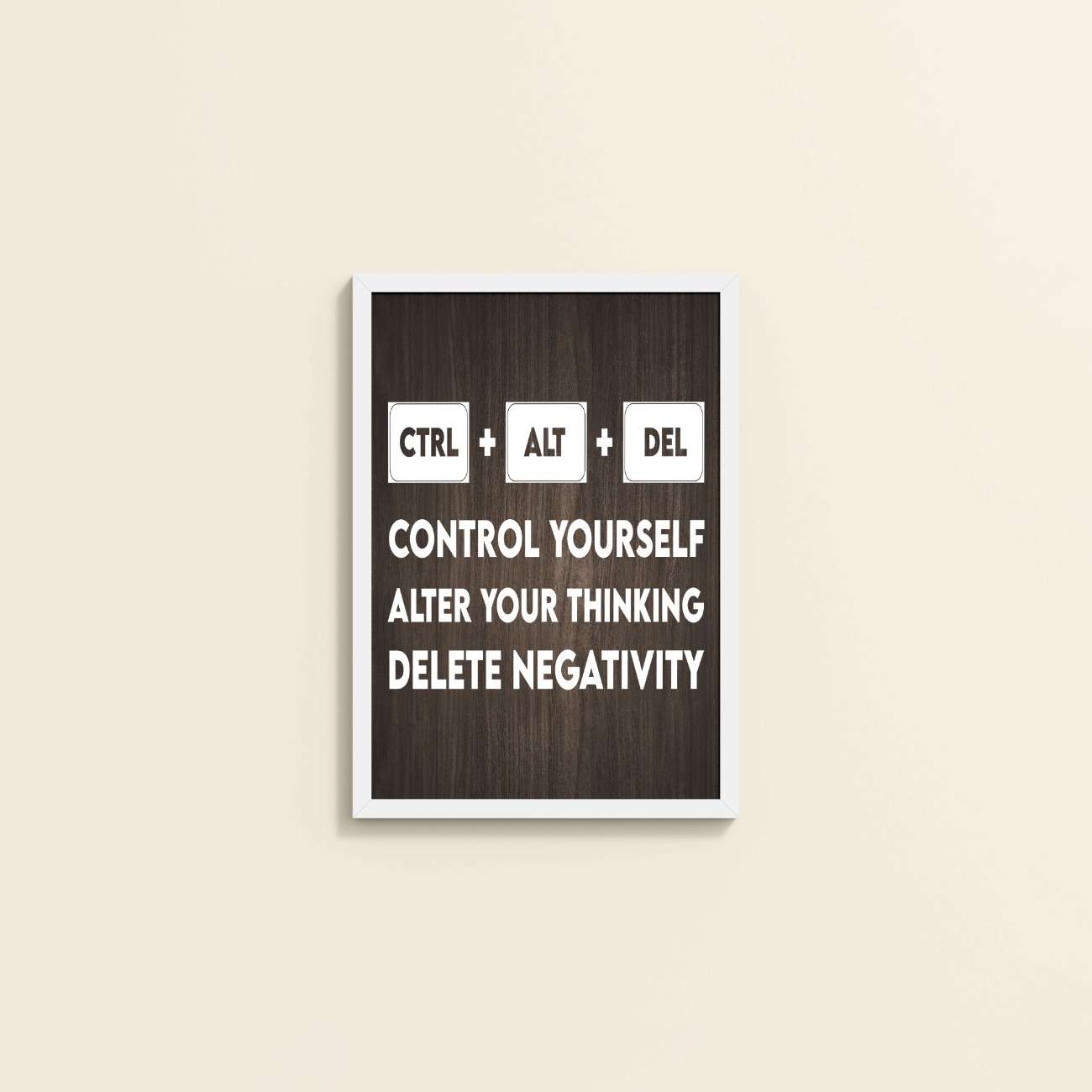 Wall View of Code Your Mind – Control, Alter, Delete Wall Frame in White Color Frame