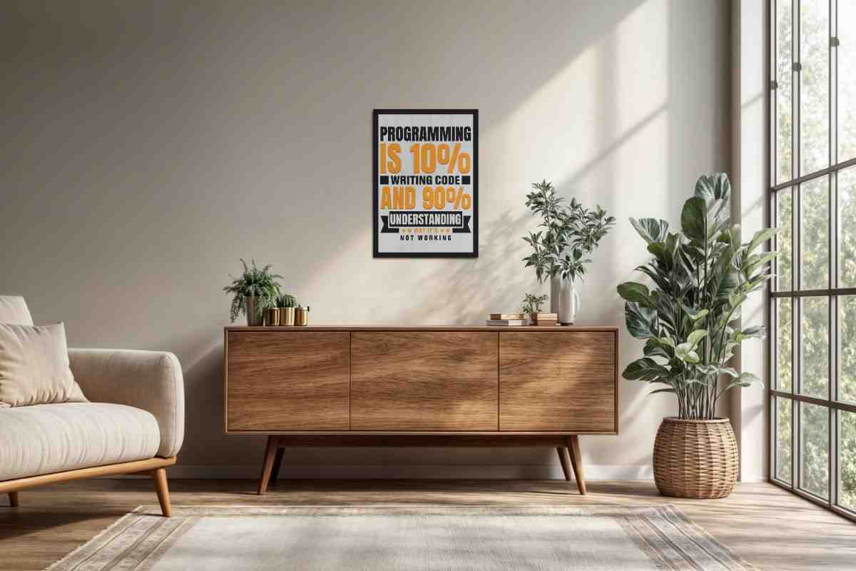 Living Room Cabinet Preview of Programming is 10% – Writing Code is 90% Wall Frame in Black Color Frame