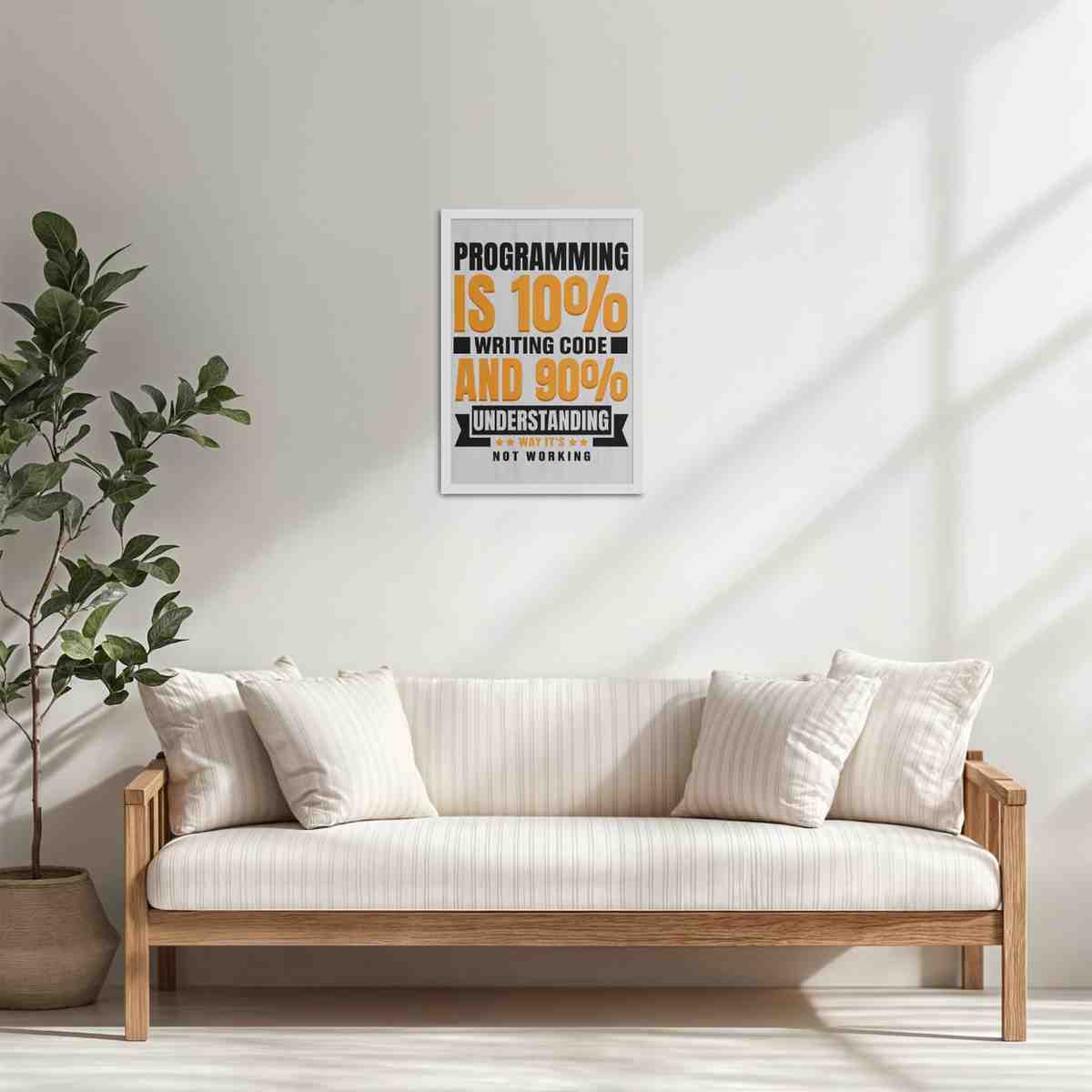 Living Room Cabinet Table Preview of Programming is 10% – Writing Code is 90% Wall Frame in White Color Frame