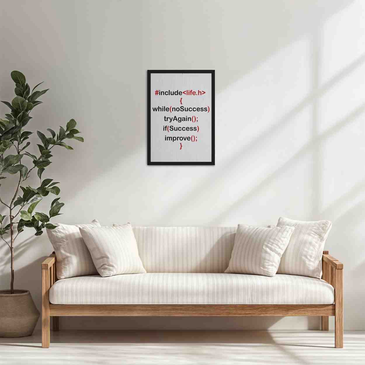 Living Room Cabinet Table Preview of Success Loop – Try Again & Improve Wall Art for Coders in Black Color Frame