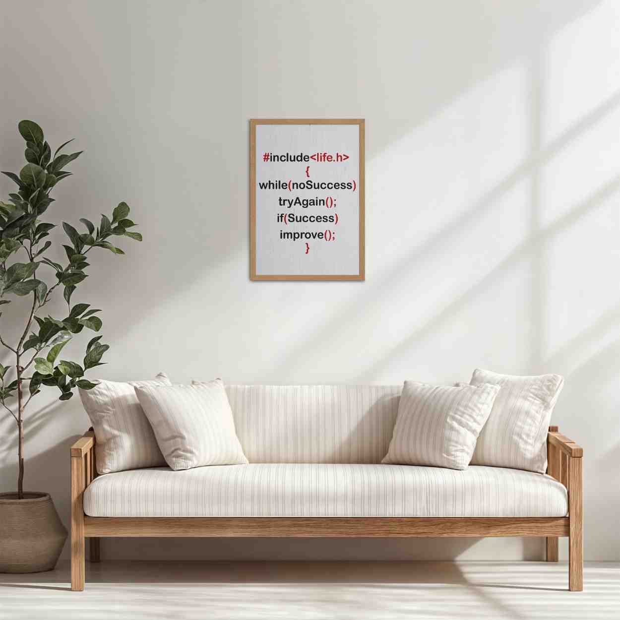 Living Room Cabinet Table Preview of Success Loop – Try Again & Improve Wall Art for Coders in Natrual Color Frame
