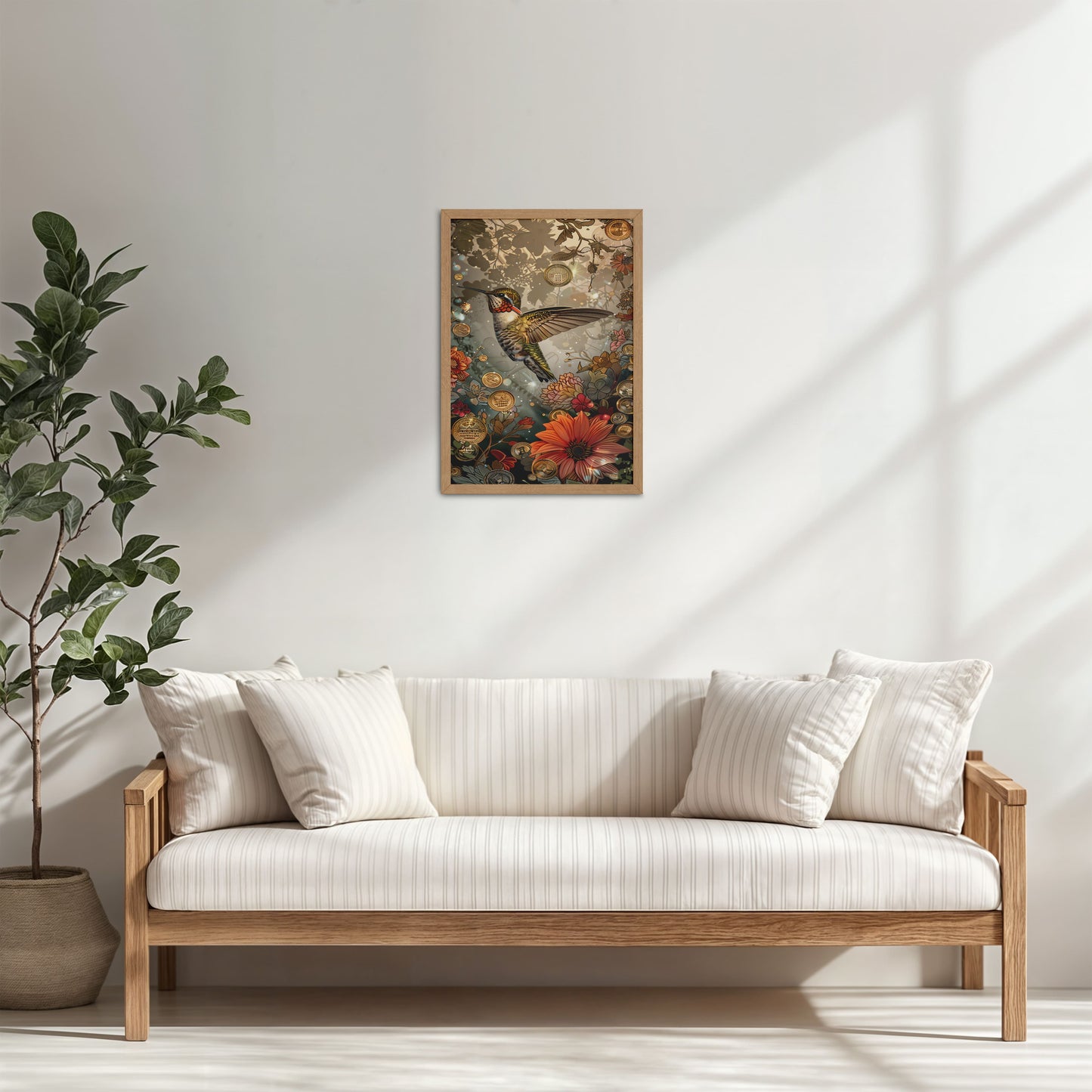 Living Room Cabinet Table Preview of Nature’s Beauty – Hummingbird & Floral Wall Decor in Natrual Color Frame