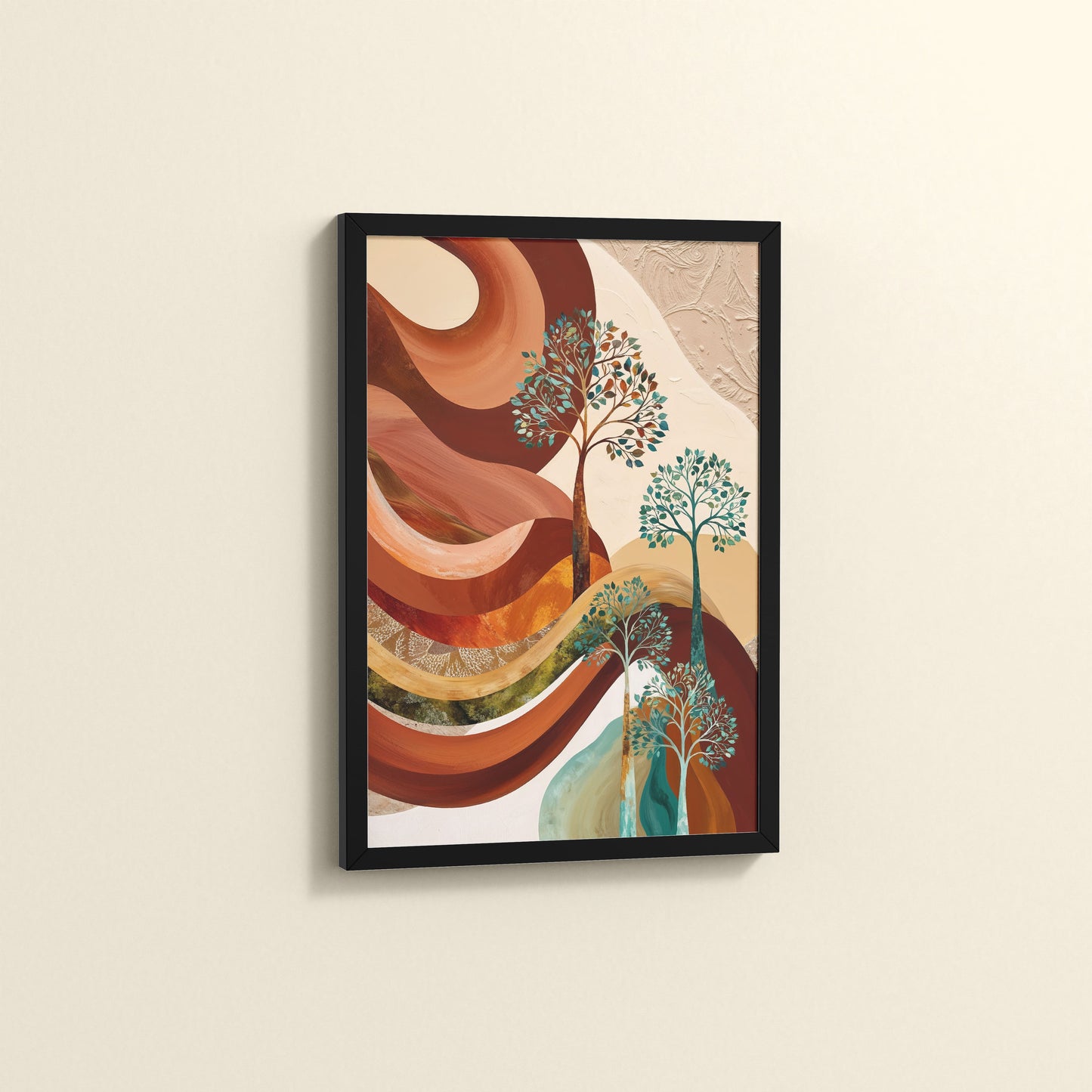 Side View of Flourish in Color – Contemporary Tree Wall Art in Black Color Frame