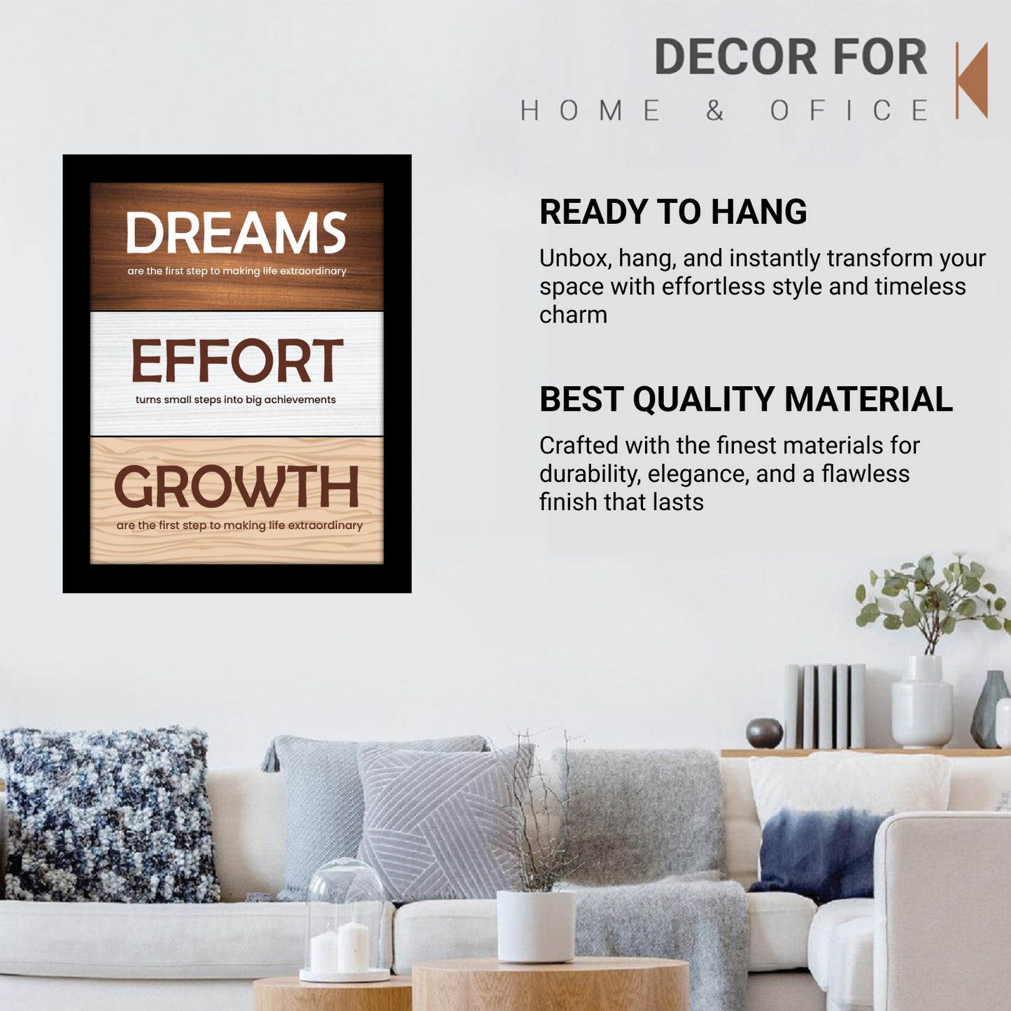 Dreams, Effort, Growth: Motivational Photo Frame