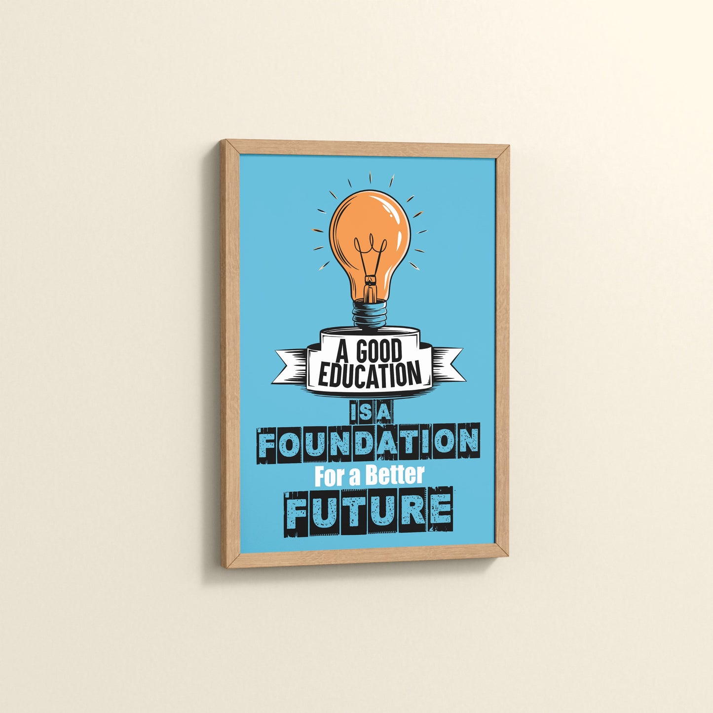 Side View of Foundation for the Future – Educational Motivational Frame in Natrual Color Frame