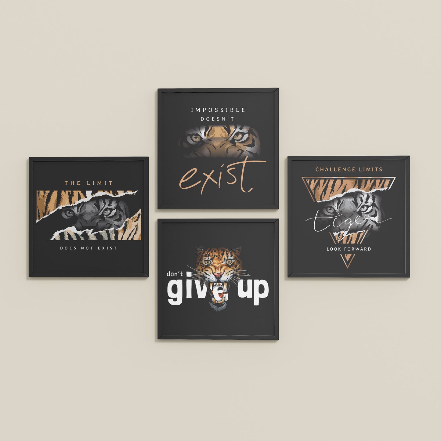 Inclined Floor View of No Limits – Motivational Quote Set of 4 Frames in Black Color Frame