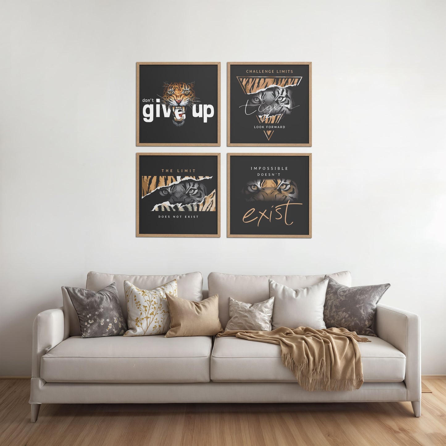 Living Room Sofa Preview of No Limits – Motivational Quote Set of 4 Frames in Natrual Color Frame