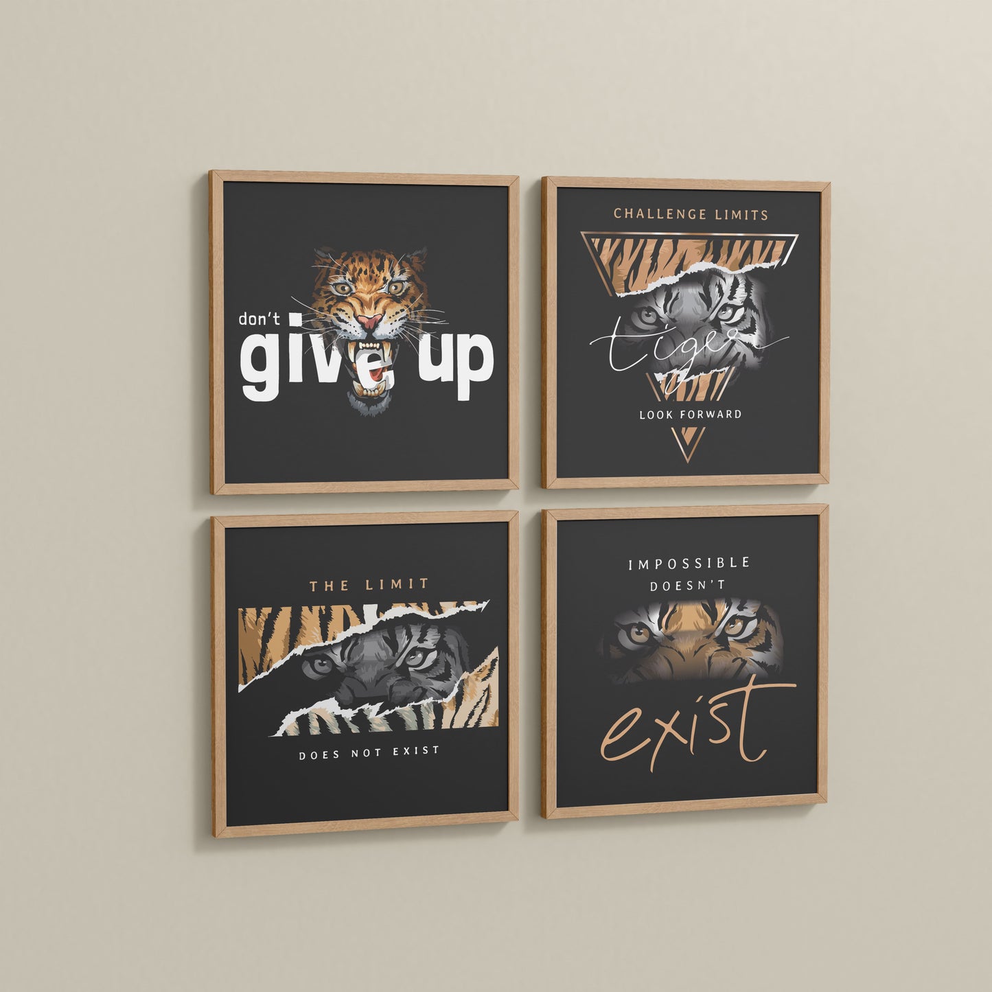 Side View of No Limits – Motivational Quote Set of 4 Frames in Natrual Color Frame