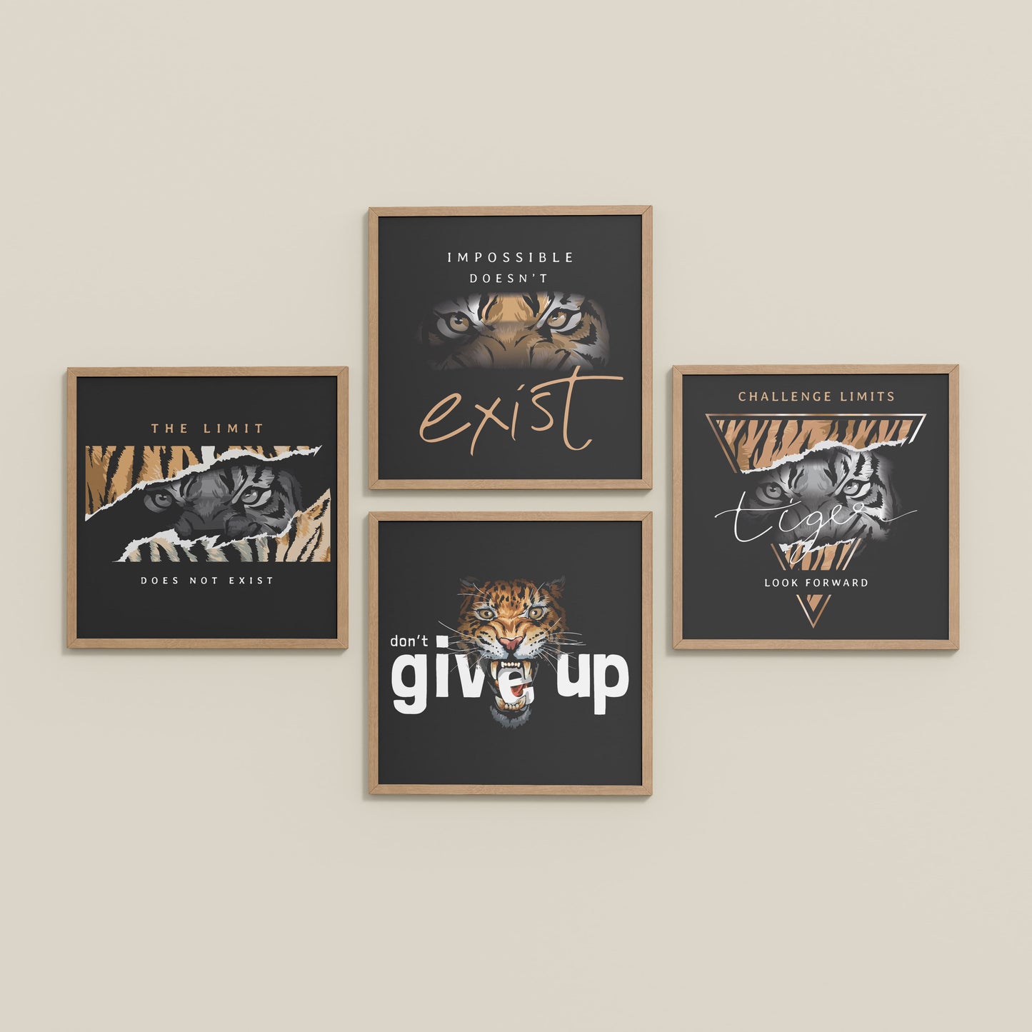 Inclined Floor View of No Limits – Motivational Quote Set of 4 Frames in Natrual Color Frame