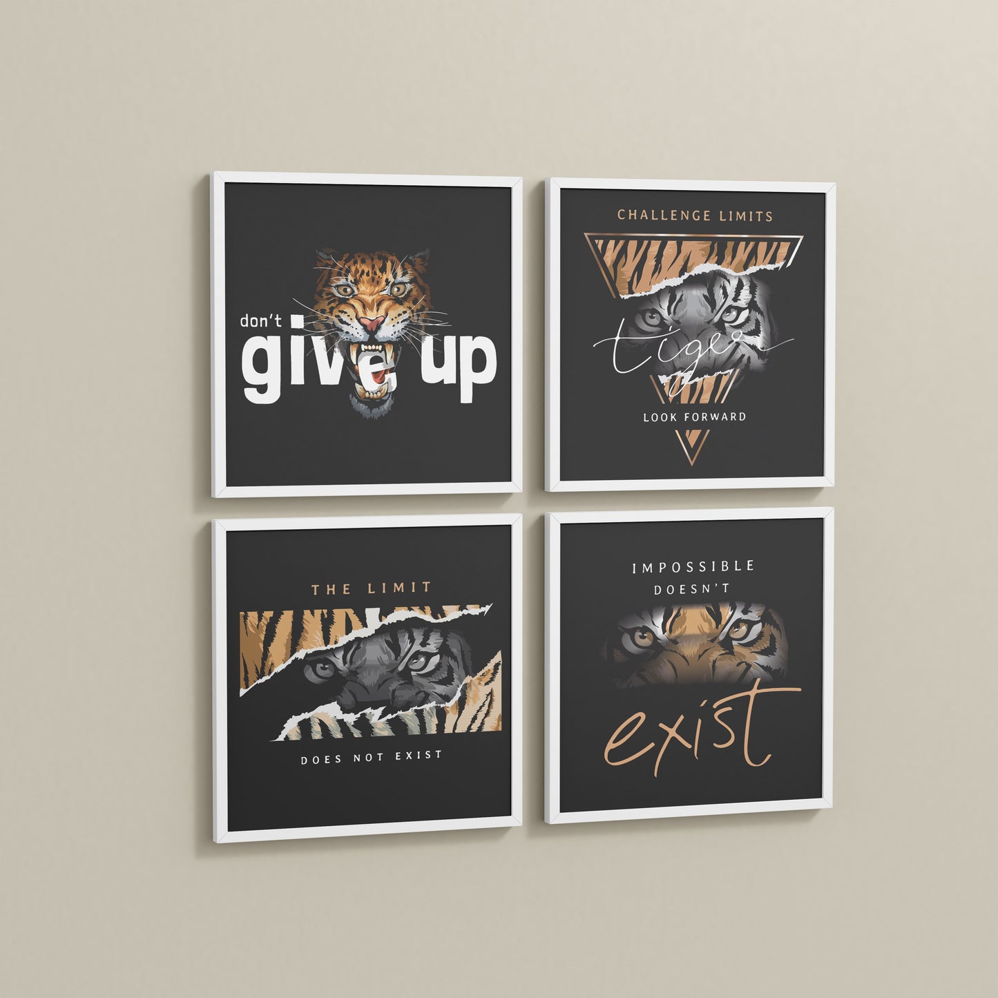 Side View of No Limits – Motivational Quote Set of 4 Frames in White Color Frame