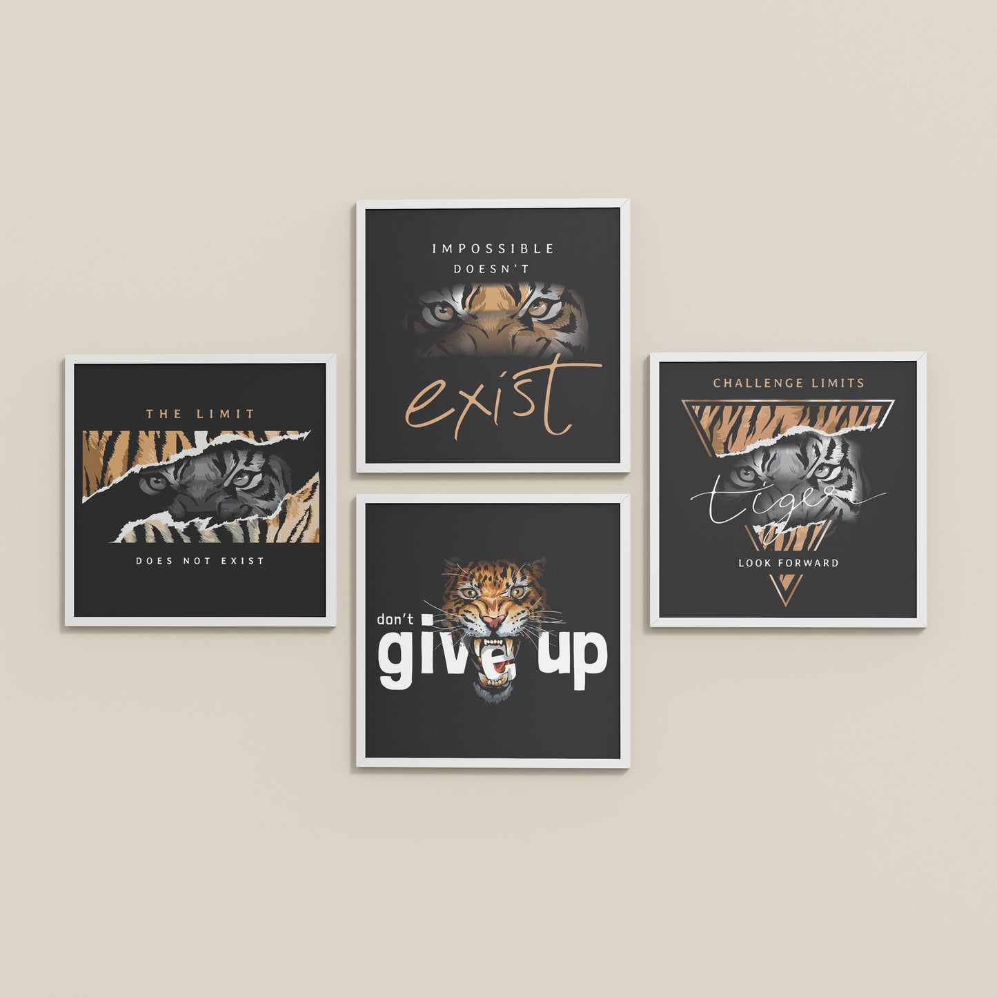 Inclined Floor View of No Limits – Motivational Quote Set of 4 Frames in White Color Frame