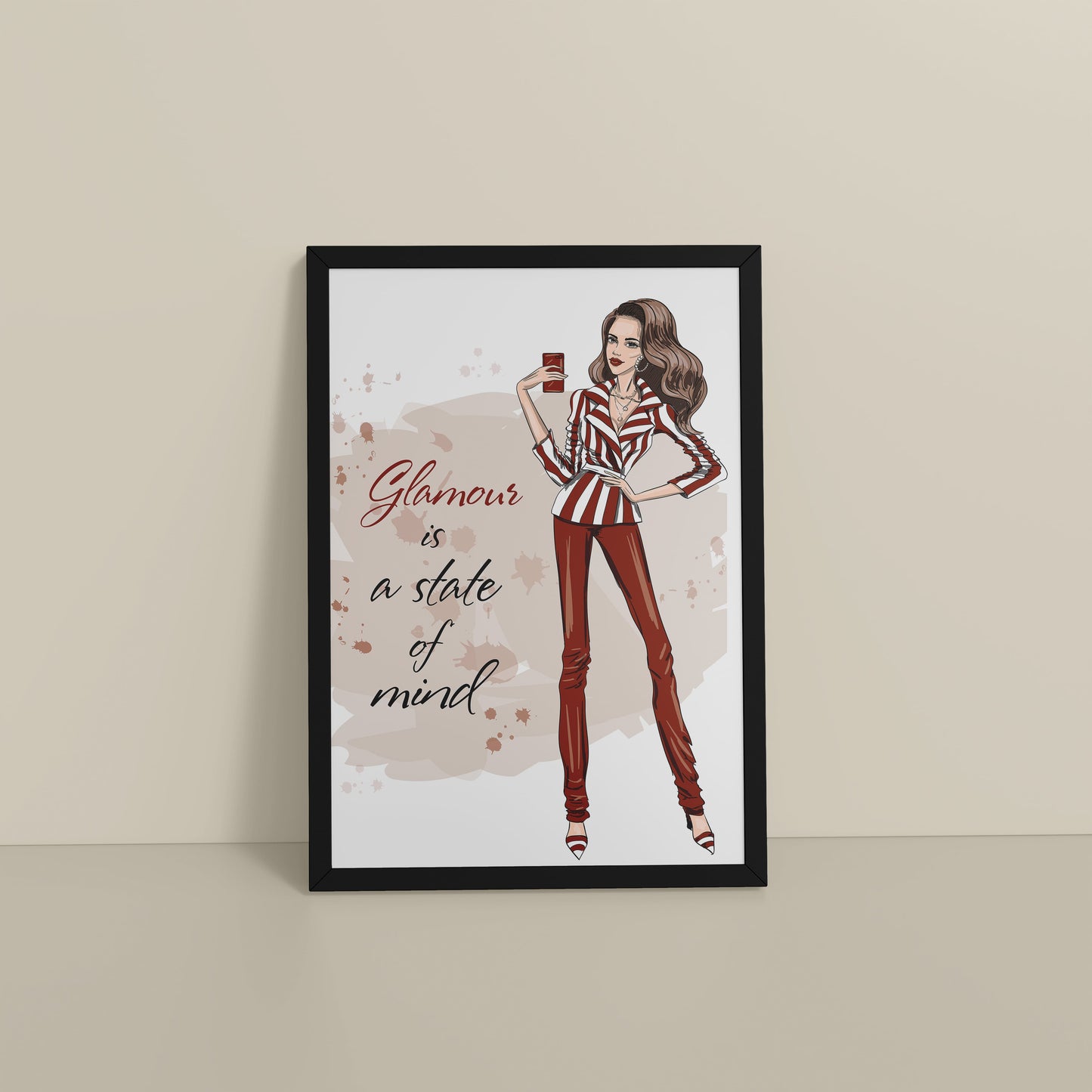 Floor View of Glamour is a State of Mind – Fashion Wall Frame in Black Color Frame