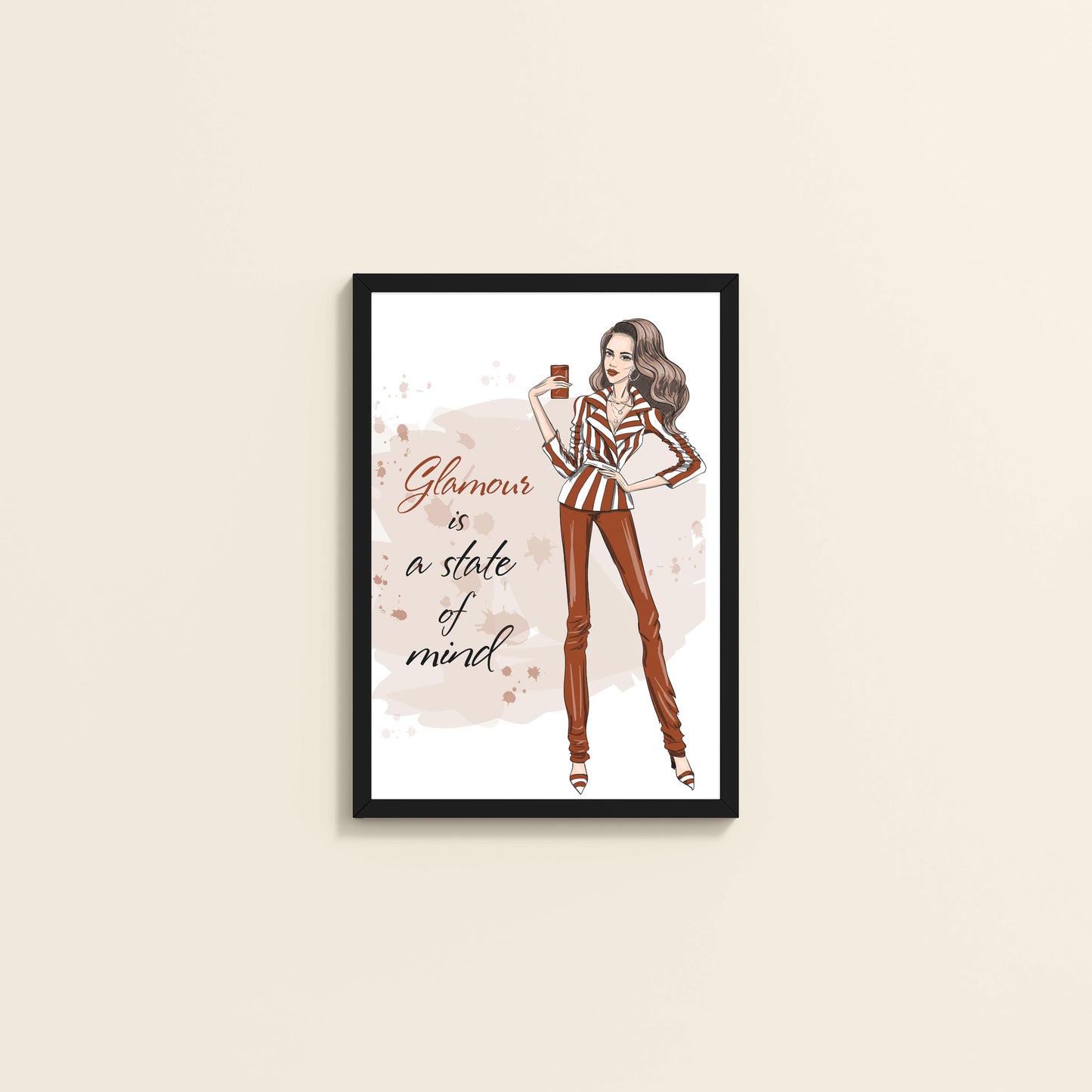 Wall View of Glamour is a State of Mind – Fashion Wall Frame in Black Color Frame