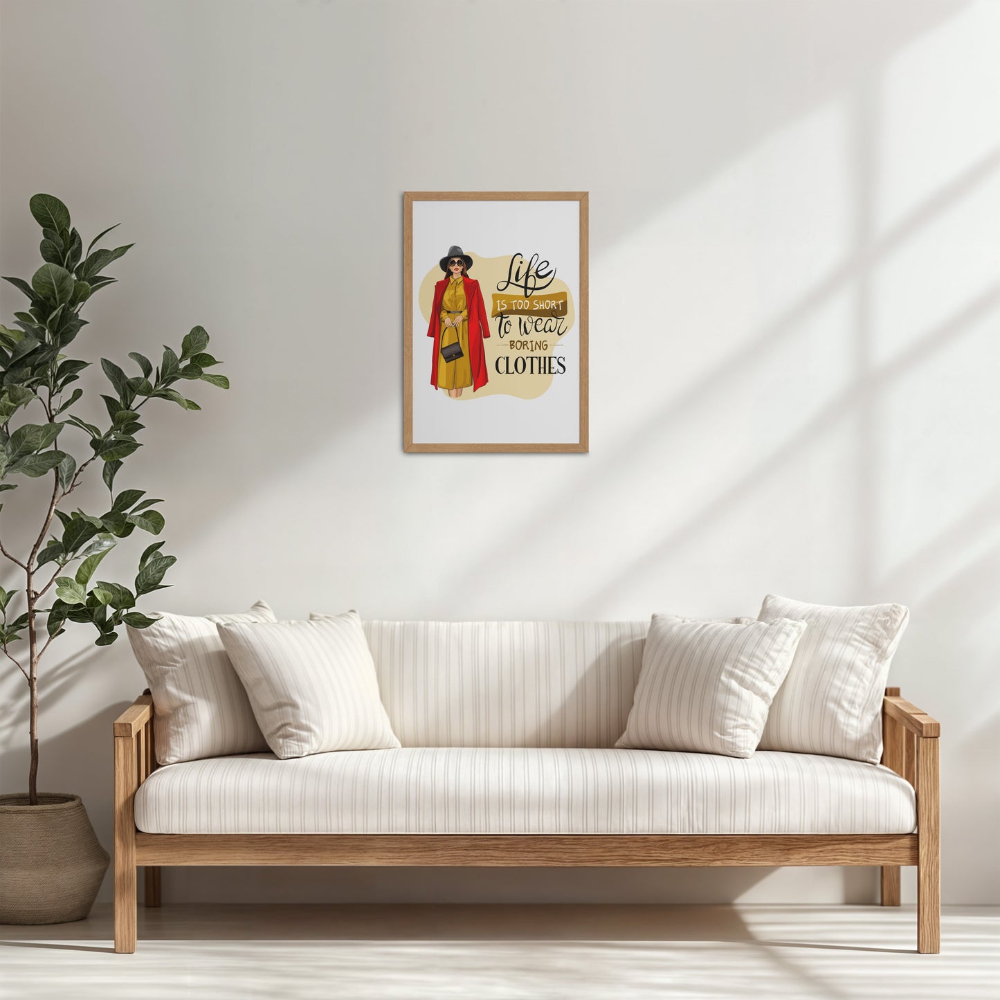 Living Room Cabinet Table Preview of Life’s Too Short – Wear Your Mood Fashion Wall Decor in Natrual Color Frame